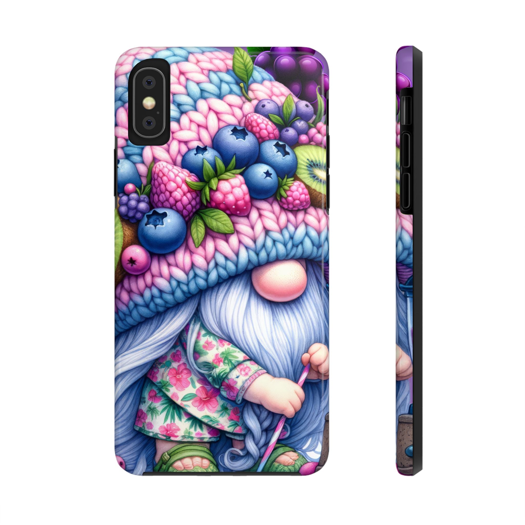 Colorful Granny Gnome Phone Case, Tough iPhone Samsung Case, Berry-Themed Protector, Unique Gift for Nature Lovers, Perfect for Birthdays & Holidays