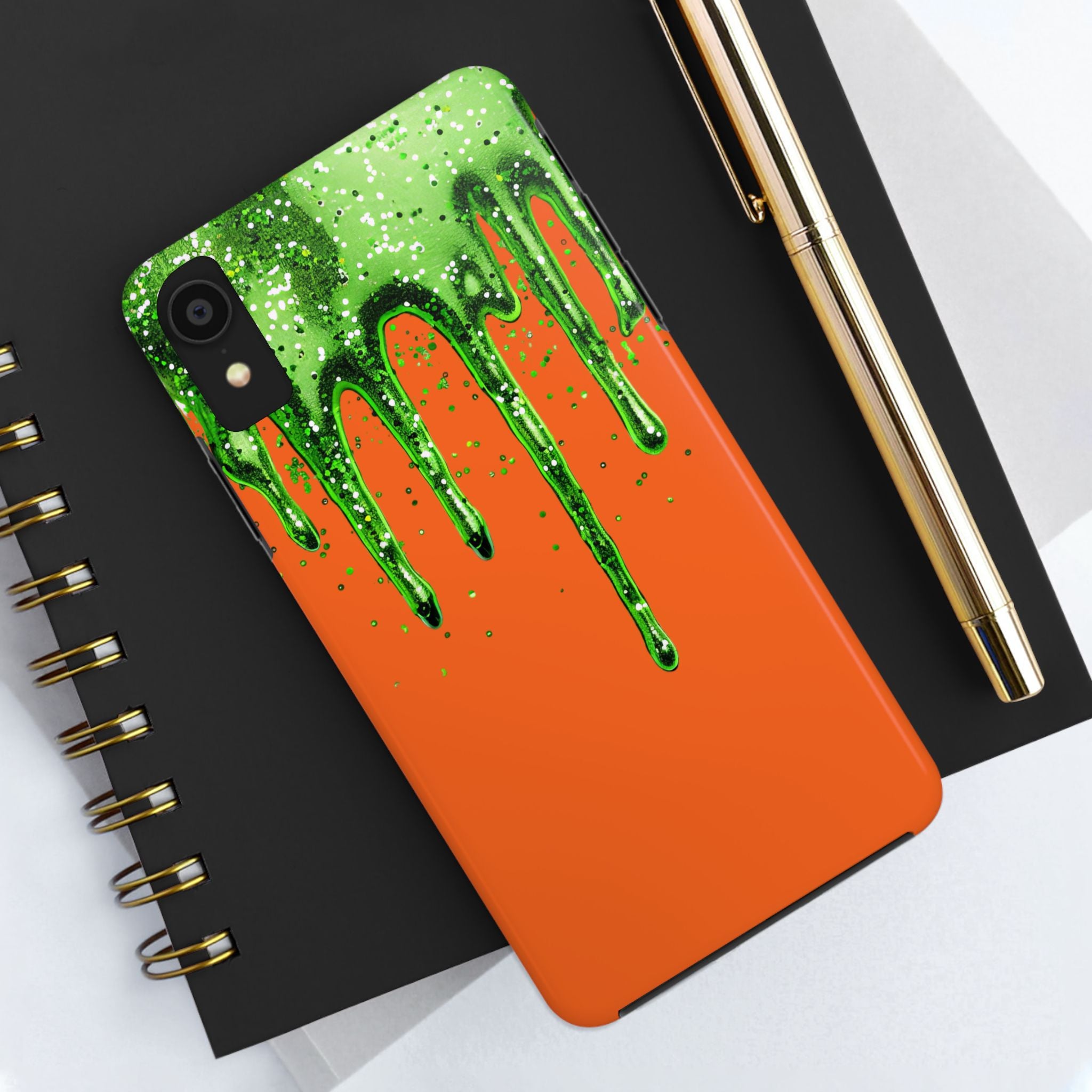 Orange & Green Glitter Slime Ooze Tough Mobile Phone Case