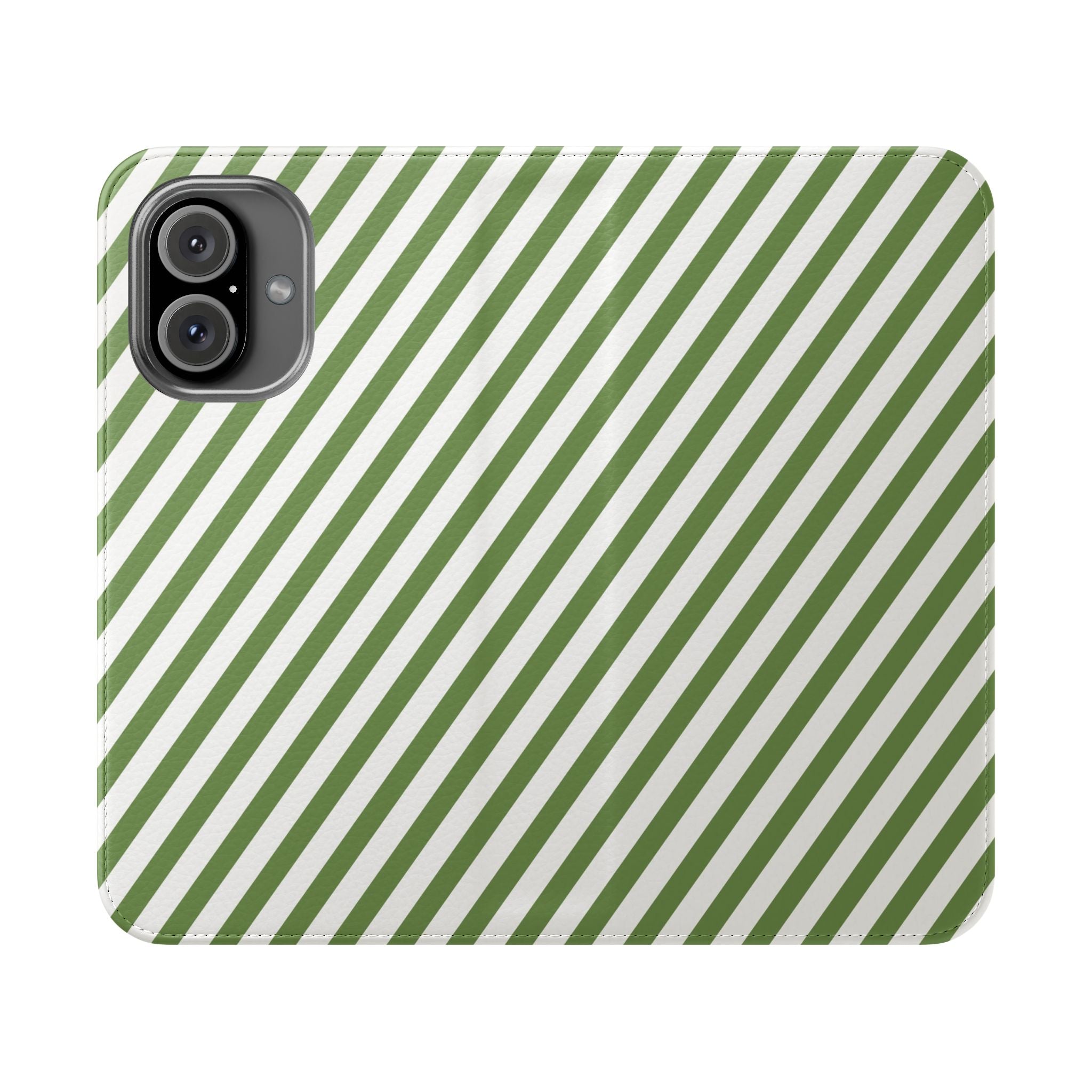 Green & White Stripe Flip Mobile Phone Case
