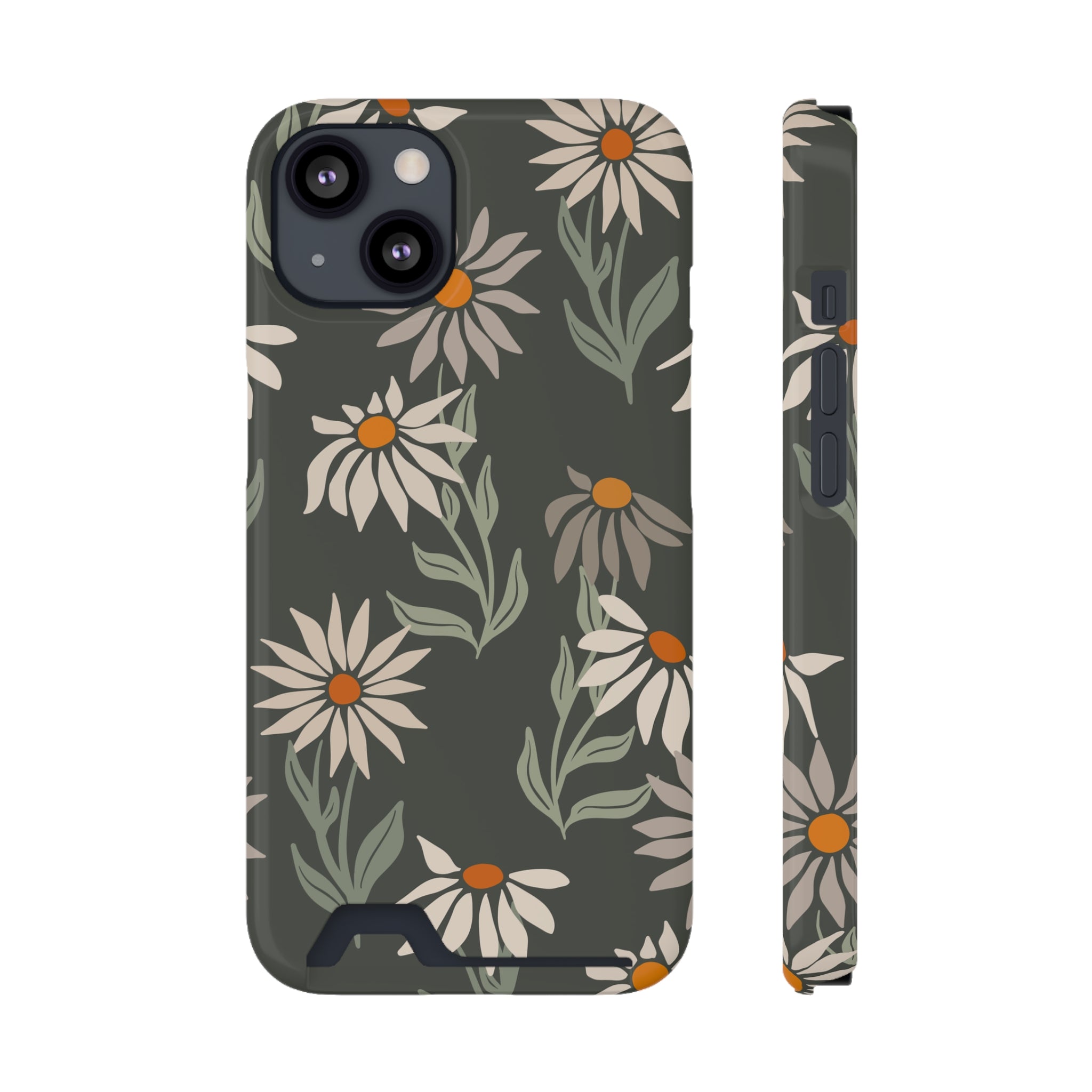 Floral Phone Case with Card Holder - Stylish & Functional Nature-Inspired Design