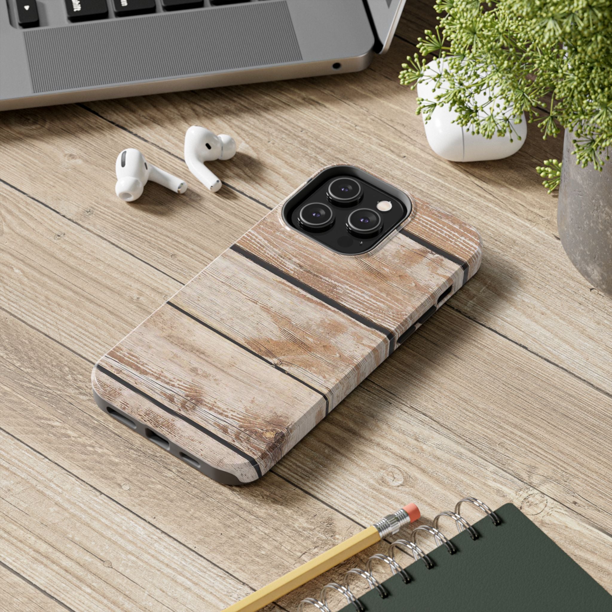 Rustic Wooden Texture Look Tough Phone Case Durable Protection for Outdoor Lovers iPhone Samsung Cover