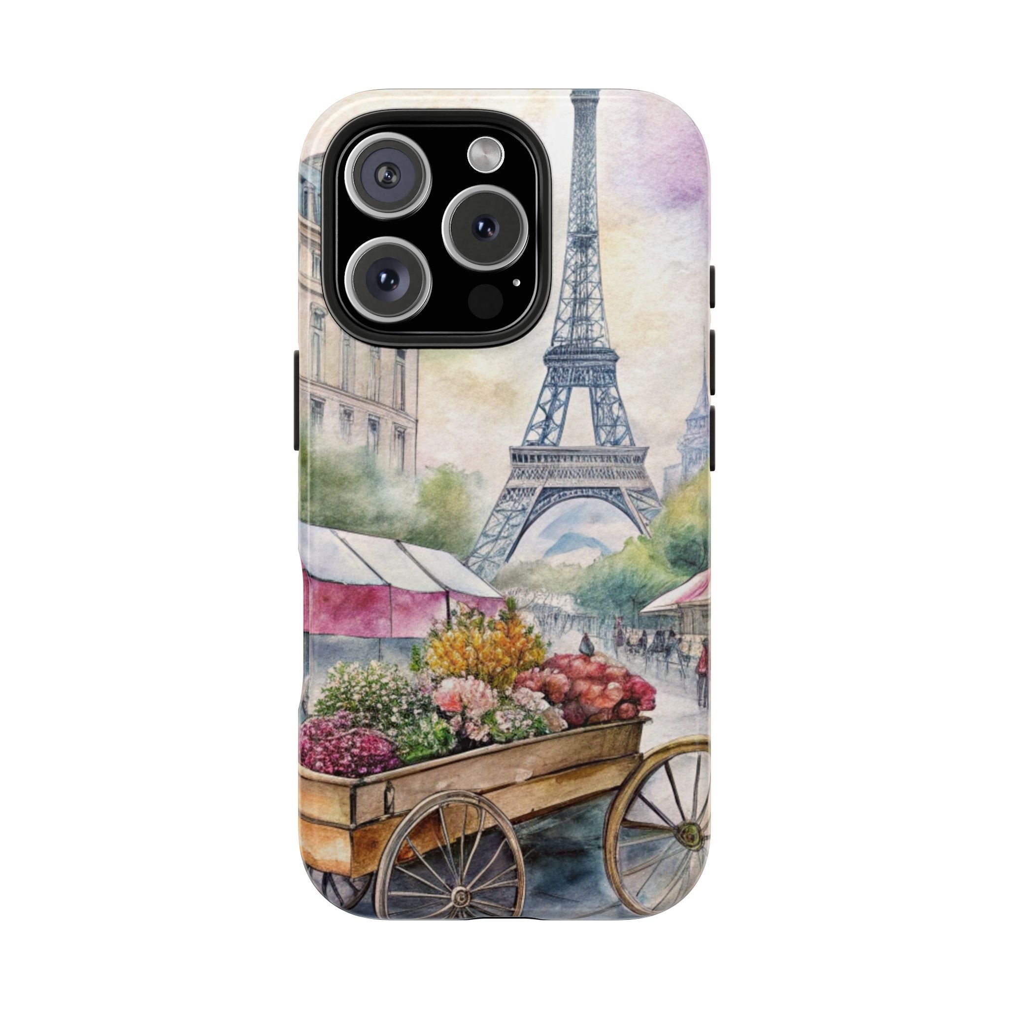 Parisian Floral Tough iPhone Samsung Case with Eiffel Tower Design