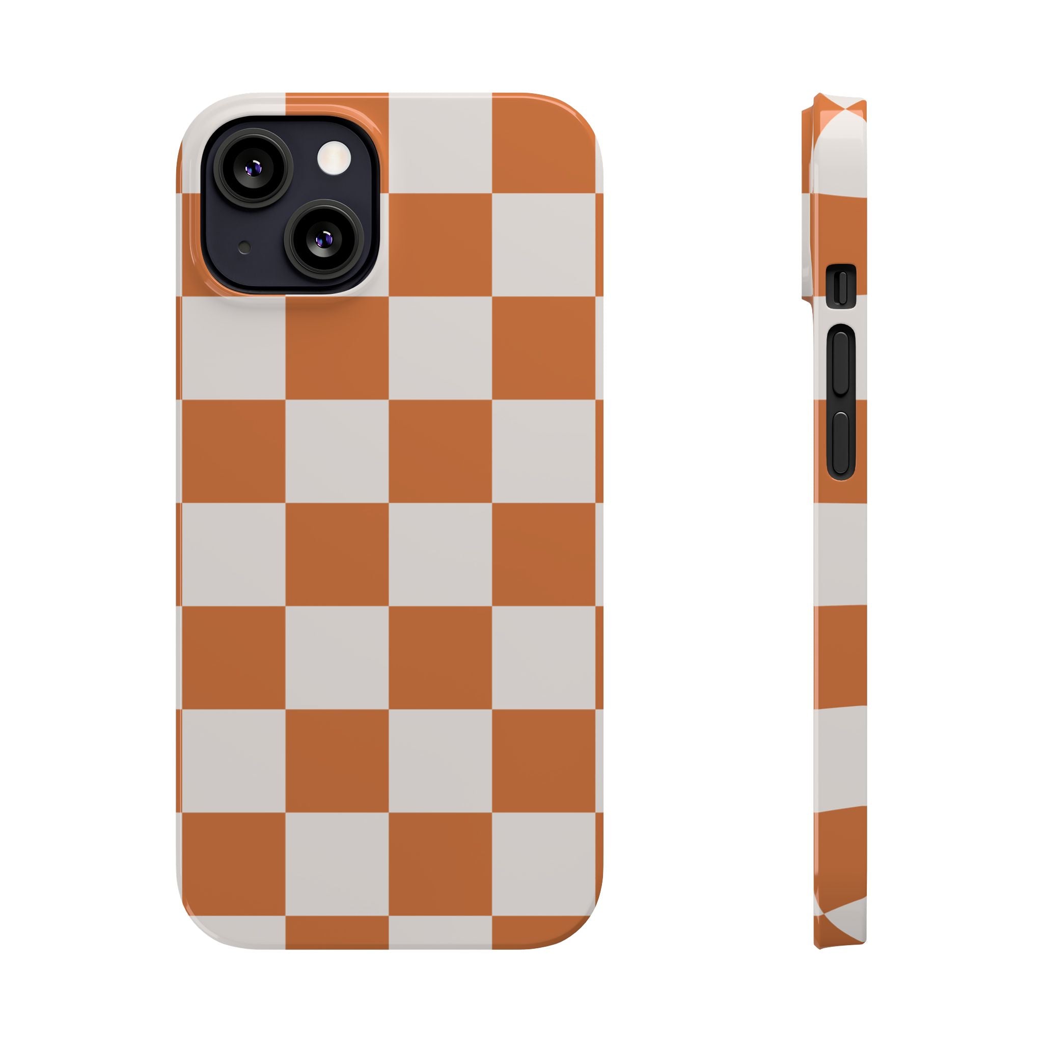 Orange & White Check Slim Phone Case
