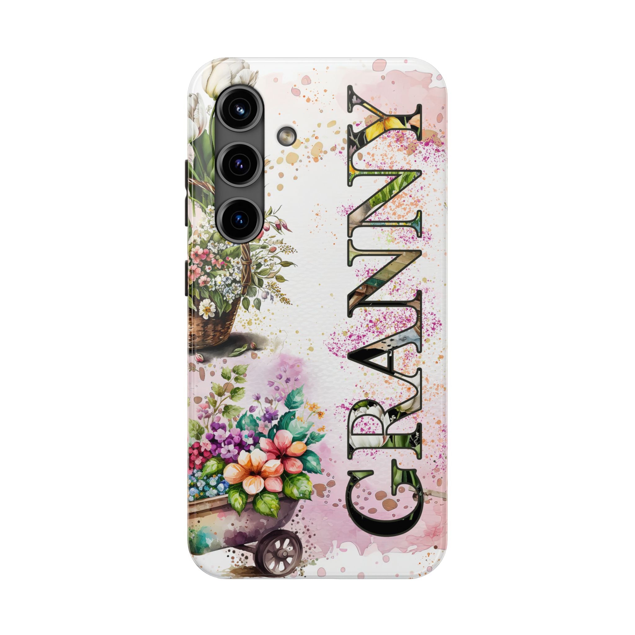 Granny Pink & White Flower Baskets Mobile Phone Case