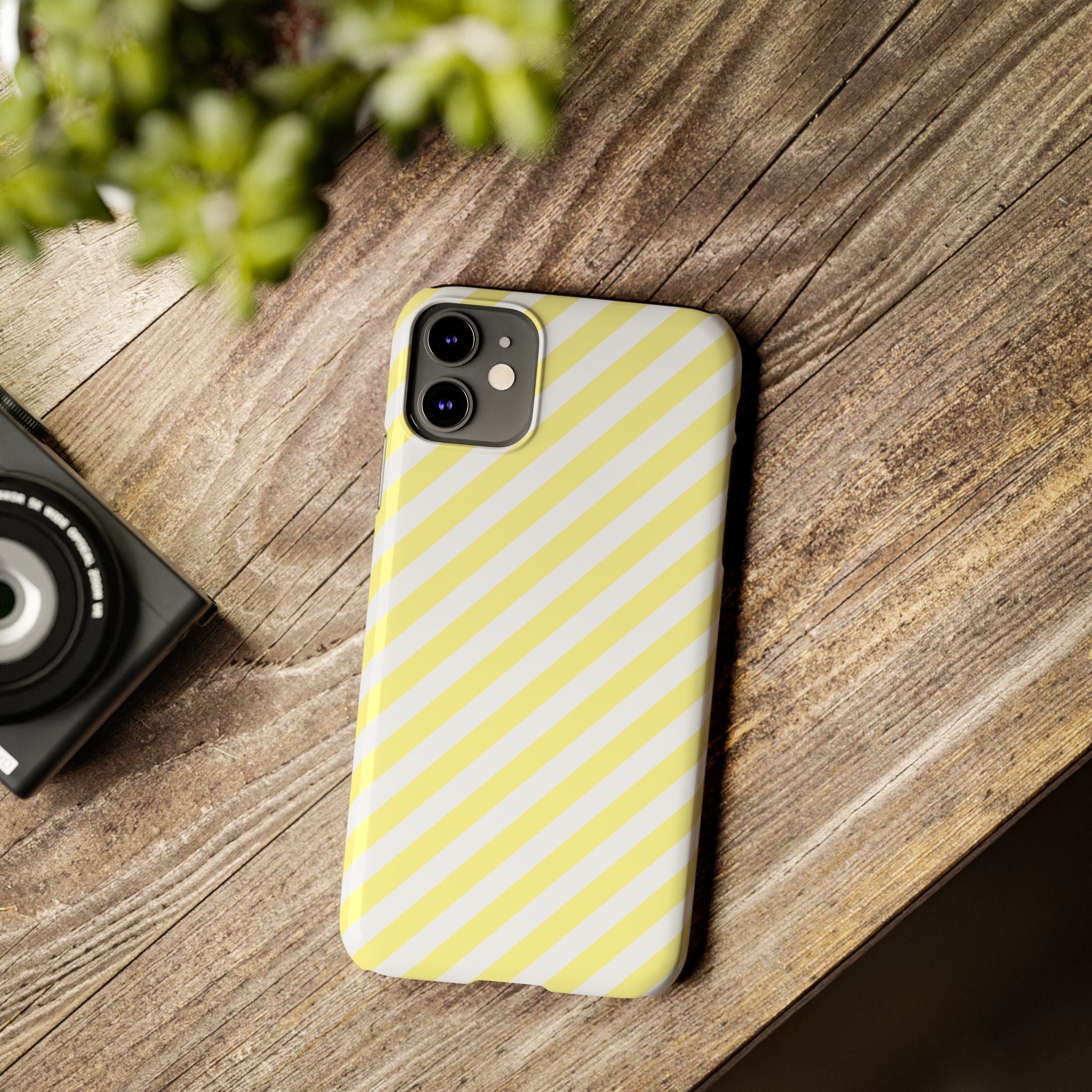 Yellow & White Stripe Slim Phone Case