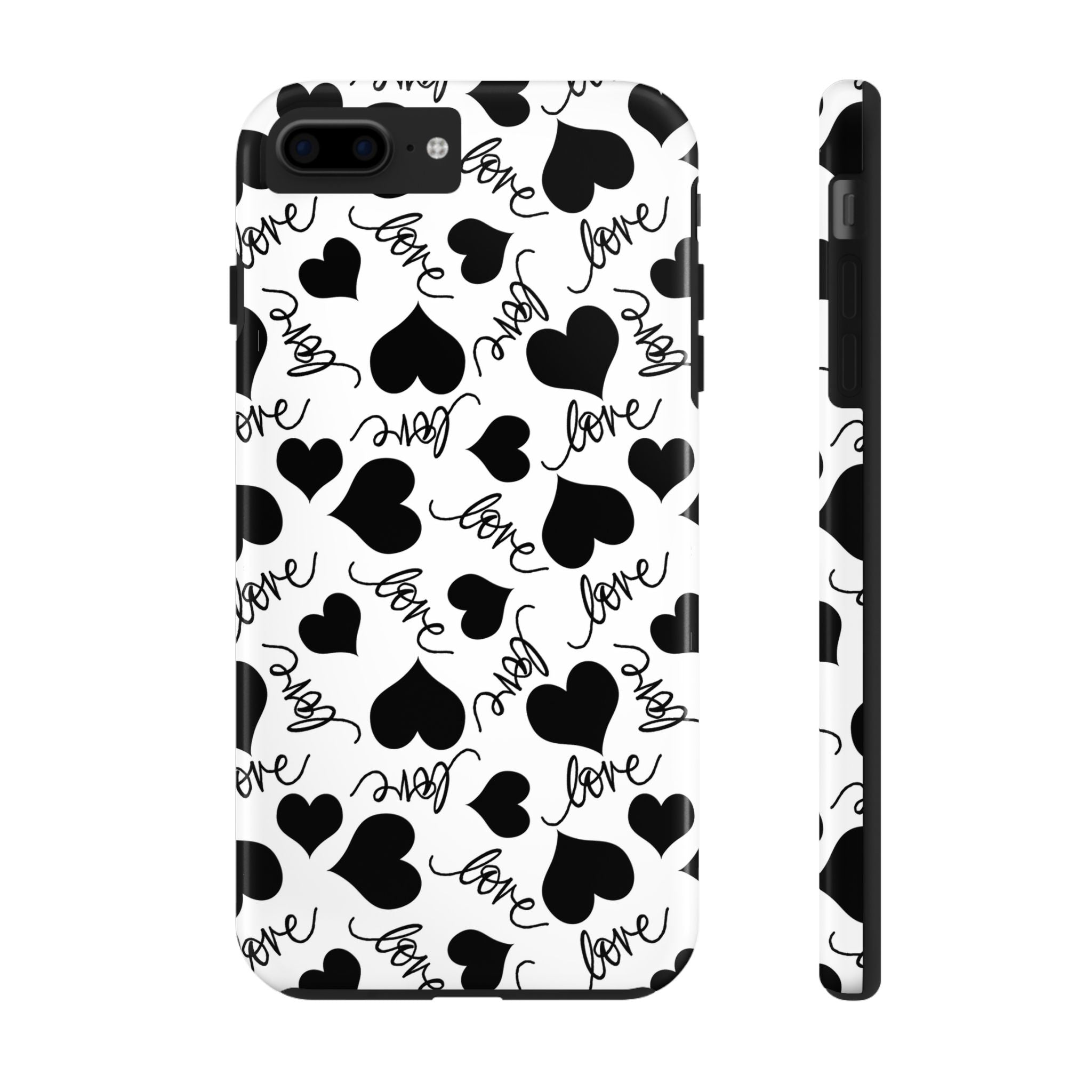 White & Black Hearts Love Tough Mobile Phone Case