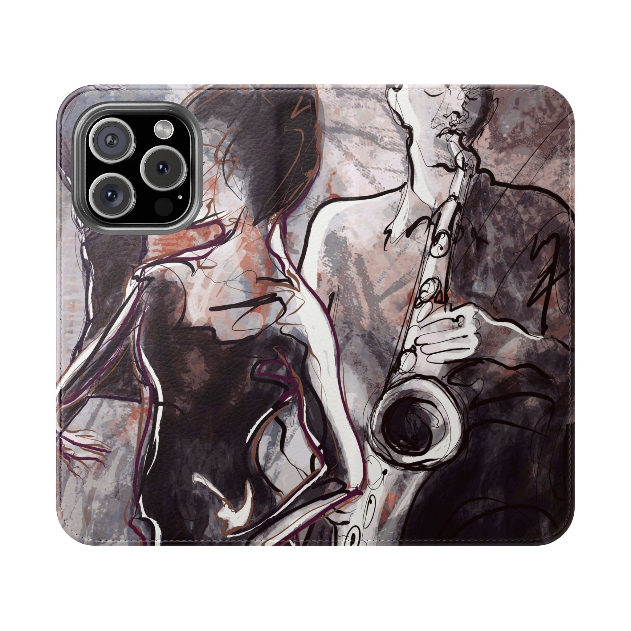 Elegant Jazz Art Flip Case, Stylish Phone Cover, Music Lover Gift, Unique Accessory, Phone Wallet, Modern Design For Samsung & iPhone