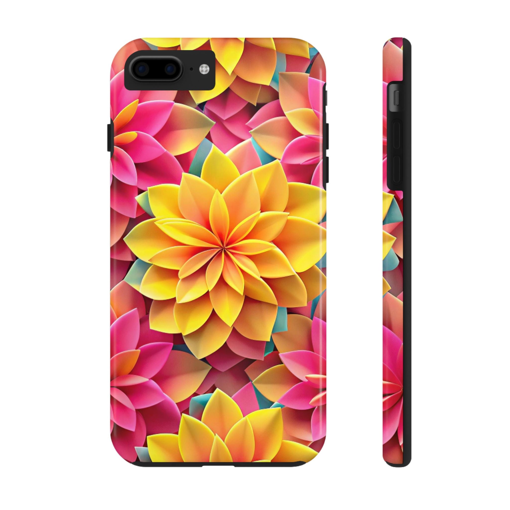 Vibrant Yellow & Pink Floral Tough Impact Resistant iPhone Samsung Case Durable Protection with Bright Flower Design