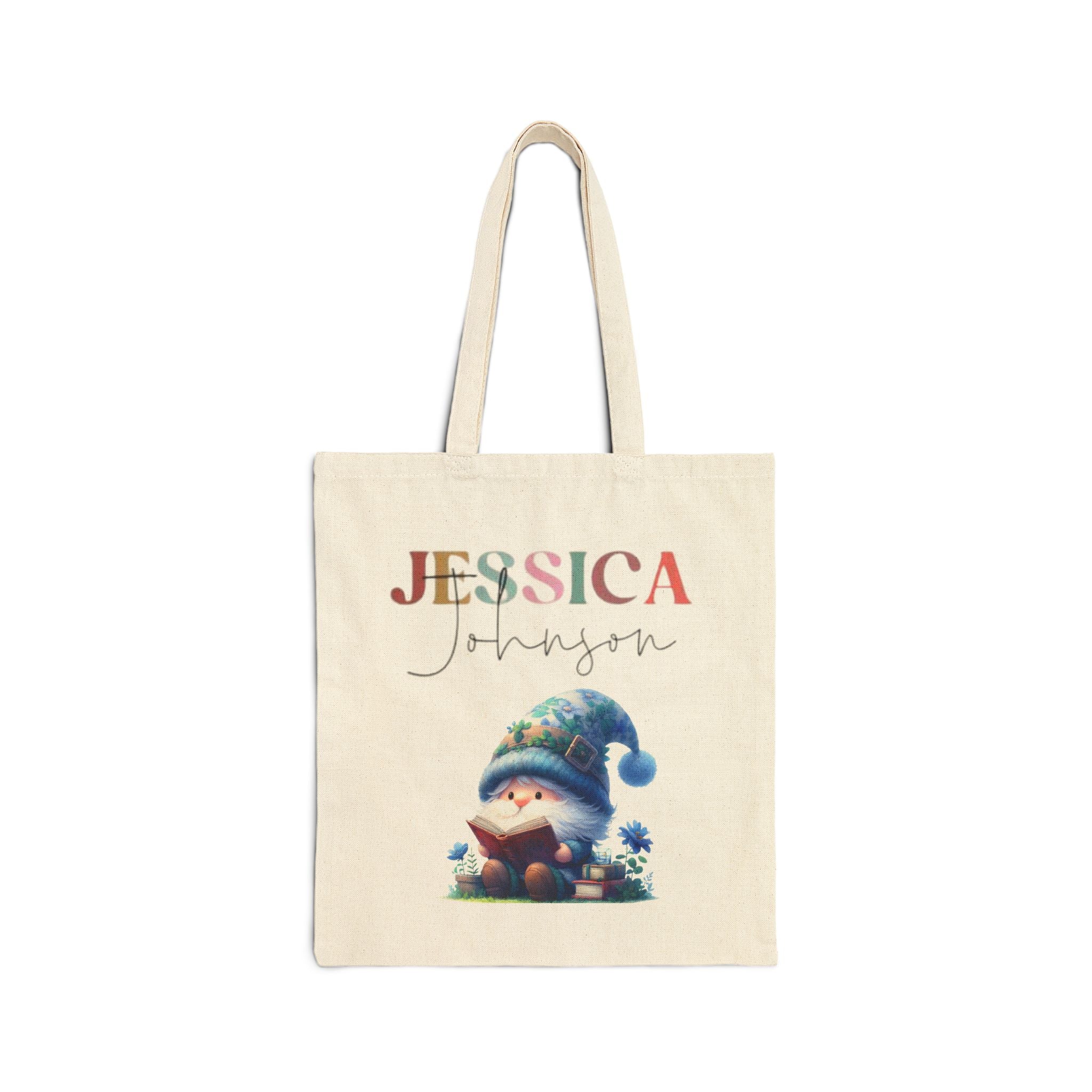 Personalized Gnome Tote Bag, Christmas Gift, Reusable Shopping Bag, Custom Name Tote, Eco-Friendly Gift for Winter