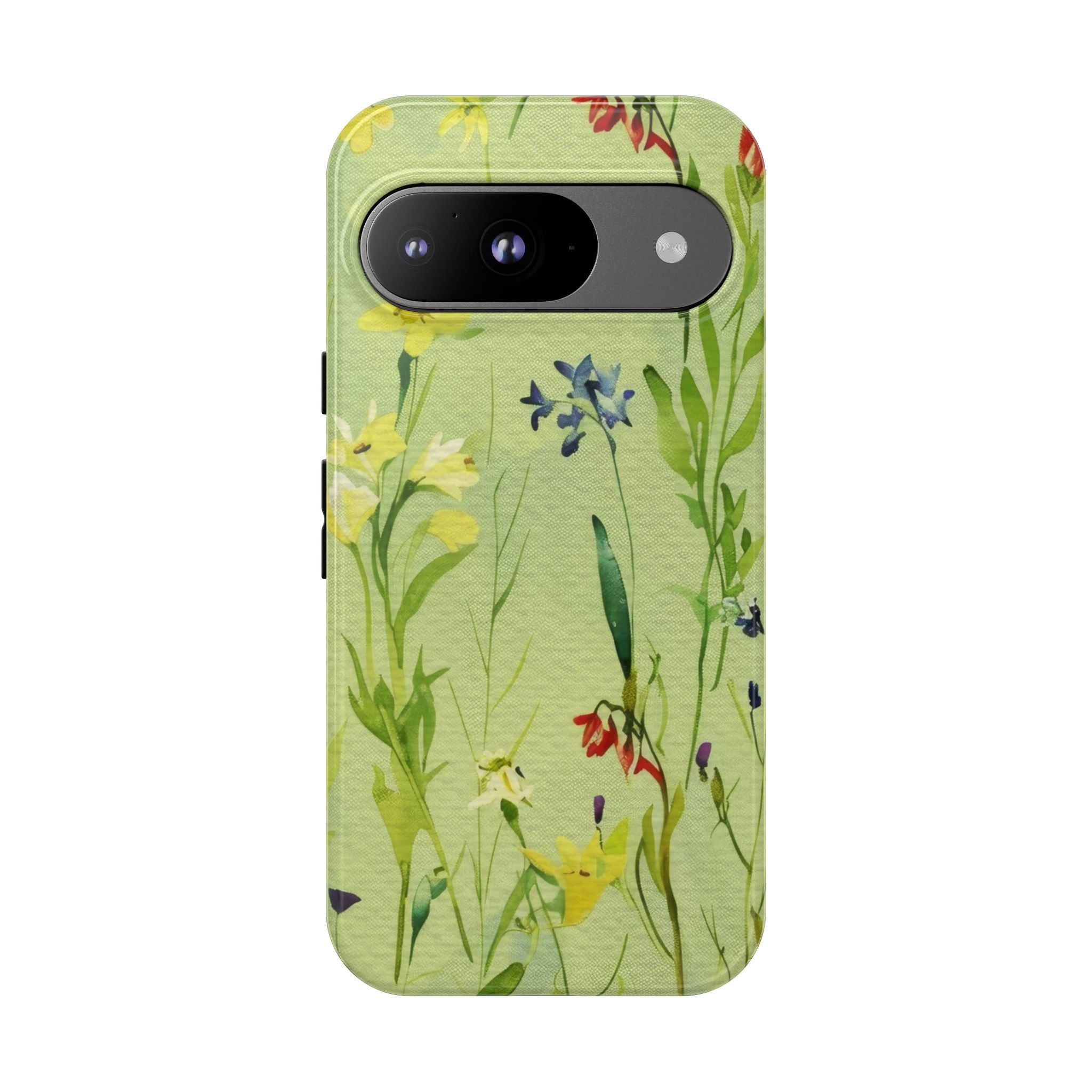 Floral Green Spring Flowers Google Pixel Tough Phone Case Durable and Stylish Green Design Cover