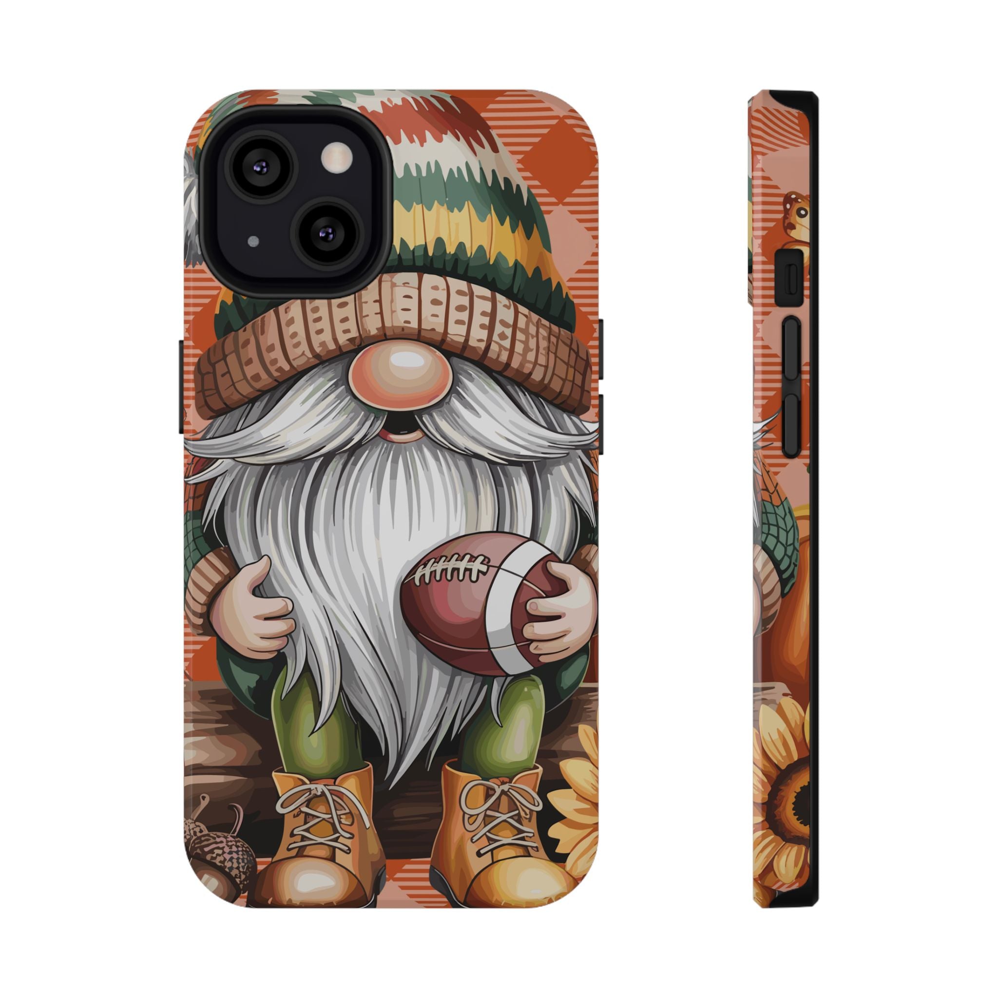 Whimsical Gnome Phone Case | Impact-Resistant Covers for Fall, Cute Gnome Design, Football Lover Gift, Autumn Accessory