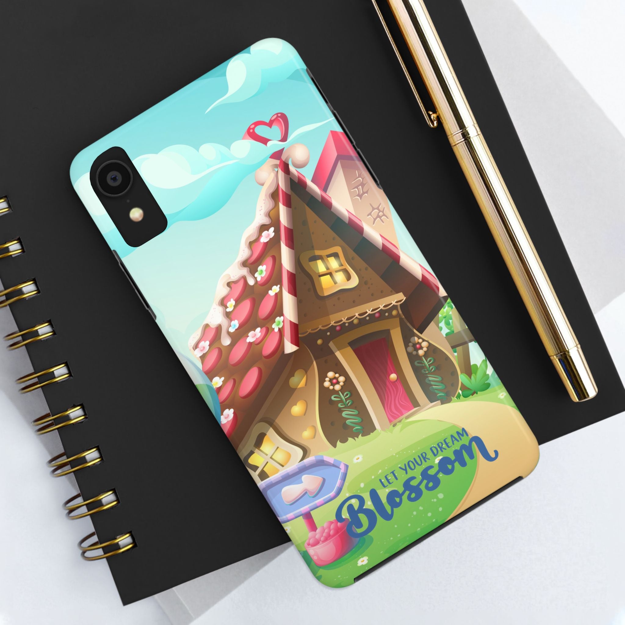 Playful Tough Phone Case - "Let Your Dream Blossom" - Cute Floral Cottage Design