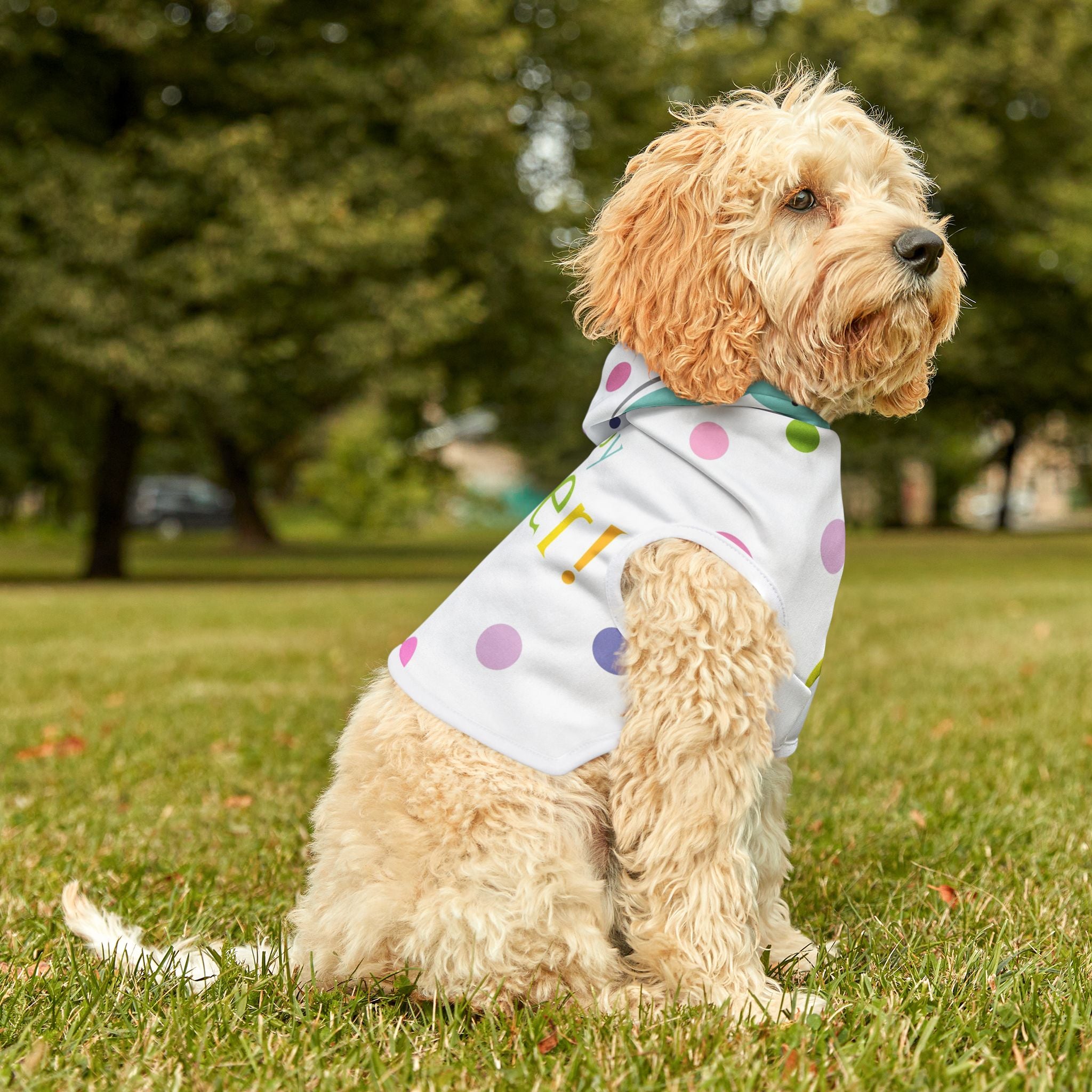 Happy Easter Polka Dot Pet Hoodie Colorful Celebration for Dogs Designed For Pet Lovers