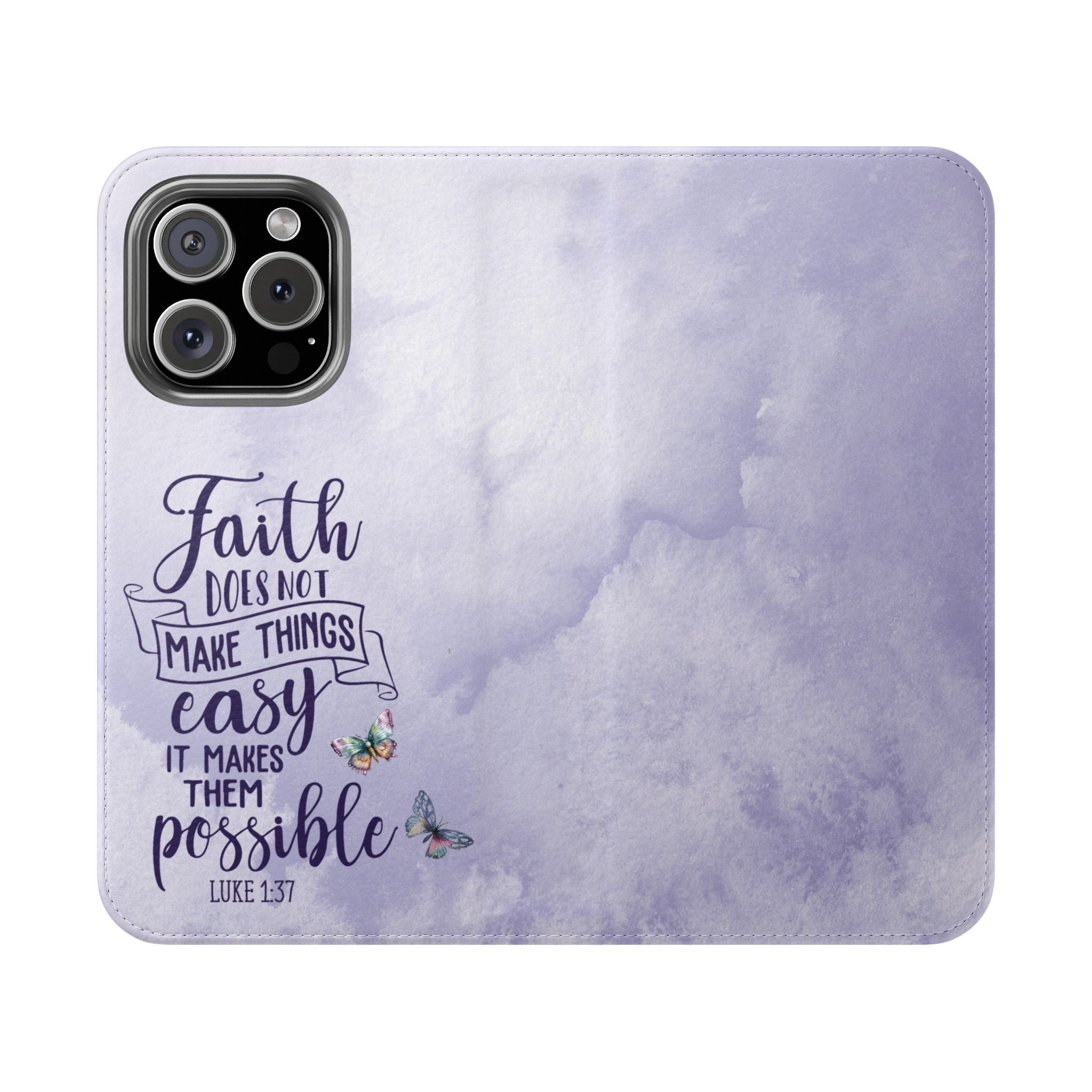 Faith-Inspired Purple Flip Case for iPhone Samsung, Inspirational Accessory, Christian Gift, Stylish Protection, Everyday Use Wallet Phone Cover