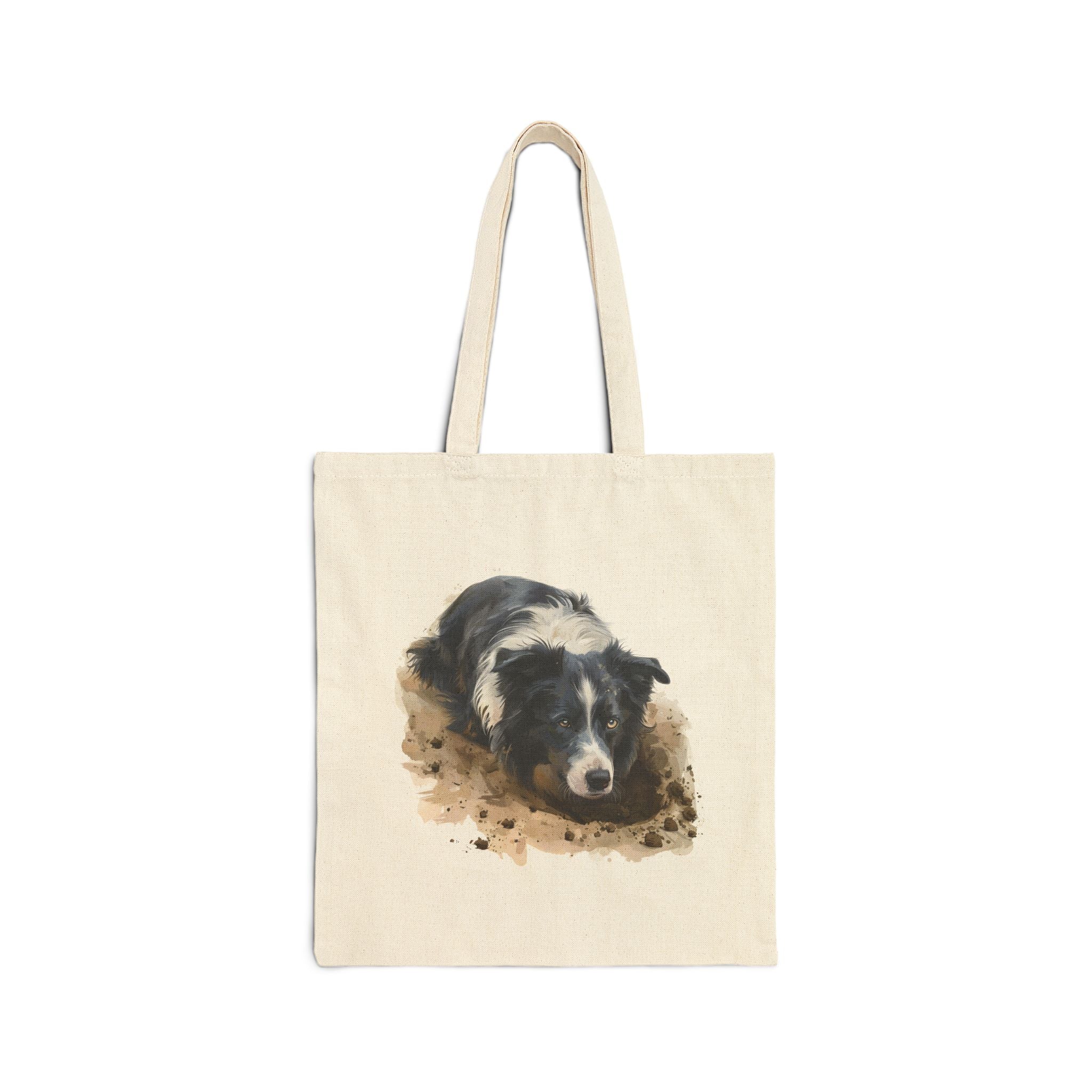 Boarder Collie Cotton Canvas Tote Bag