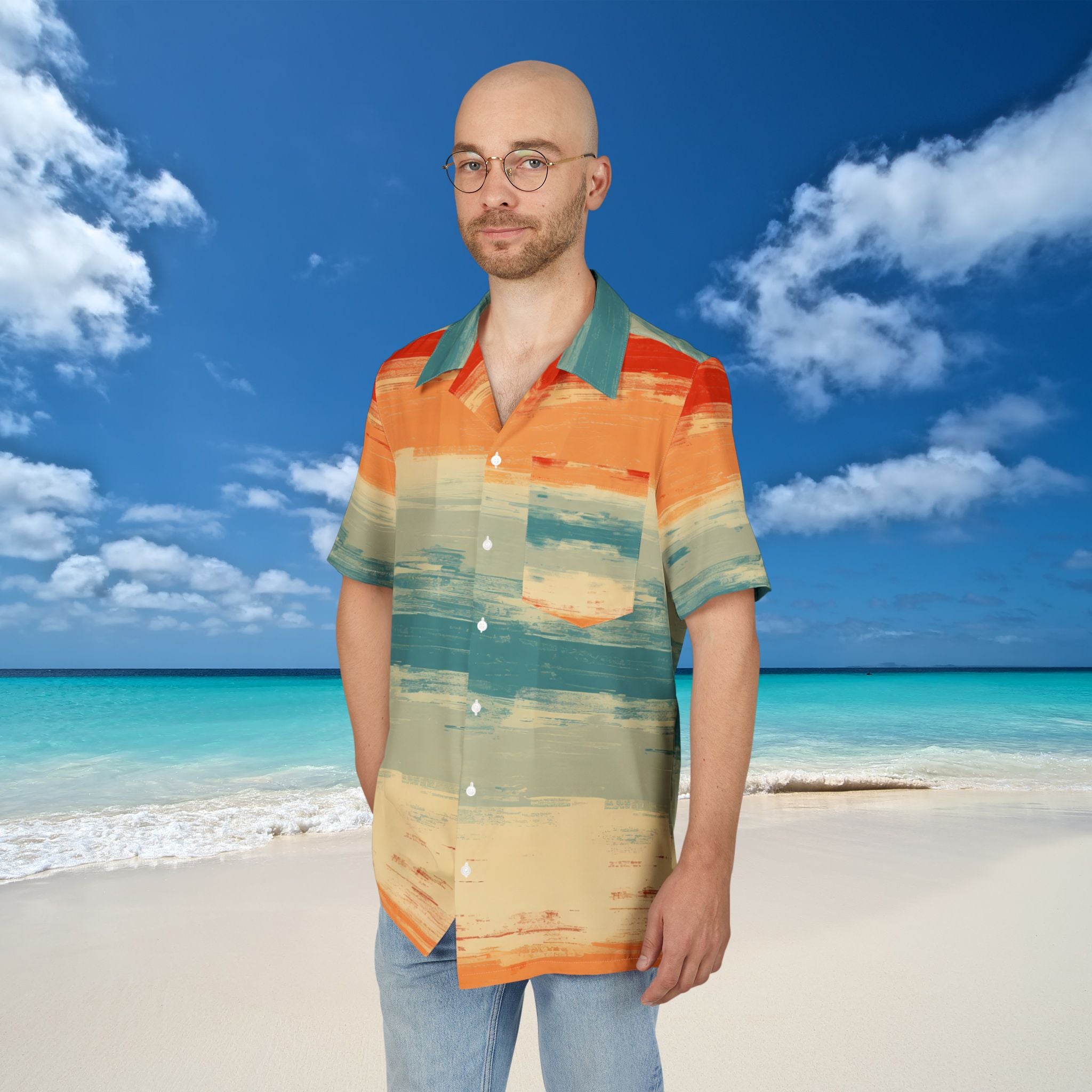 Vibrant Block Color Hawaiian Button Down Shirt Perfect for Summer Vibes Beach Day Summer Outings