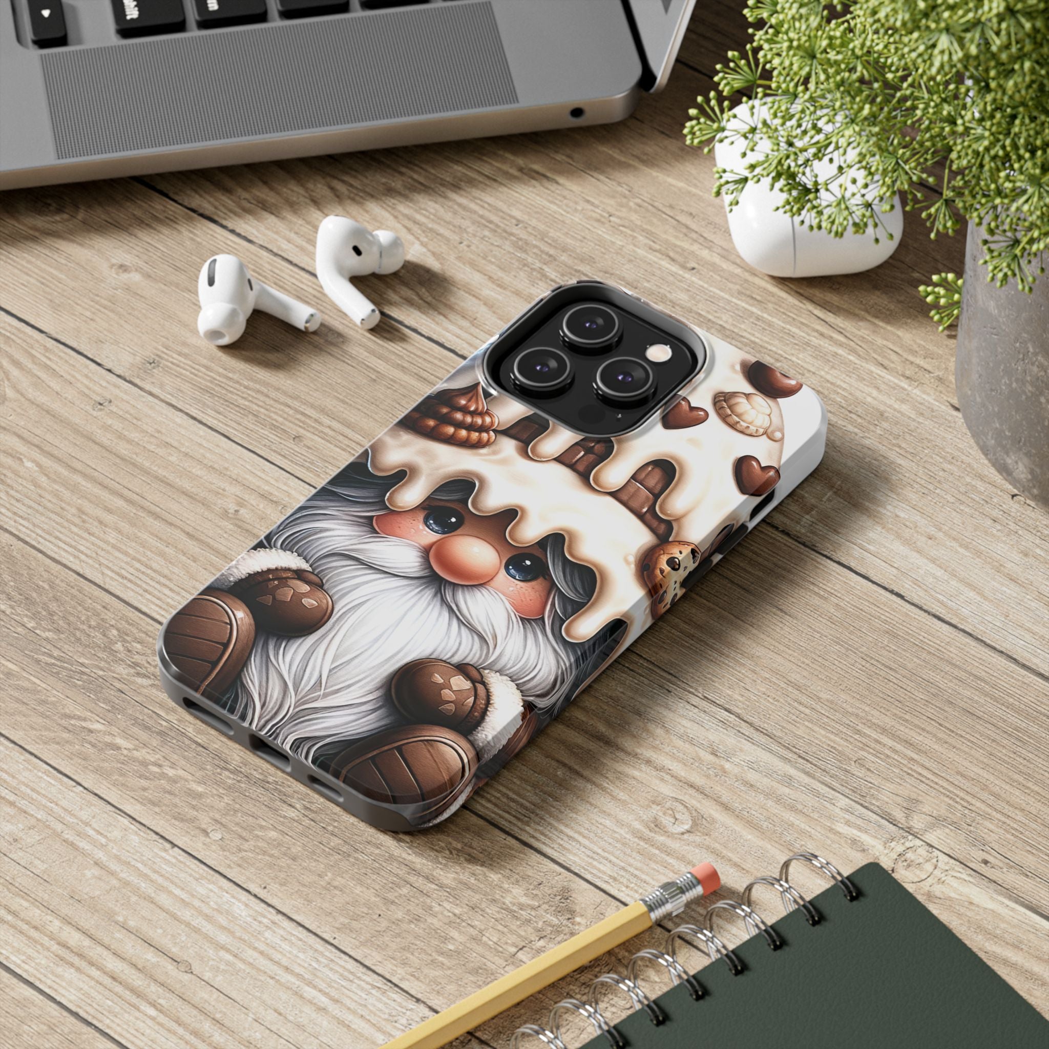 Festive Chocolate Cookie Gnome Phone Case Cute Holiday Gift for Kids & Adults iPhone Samsung Cover