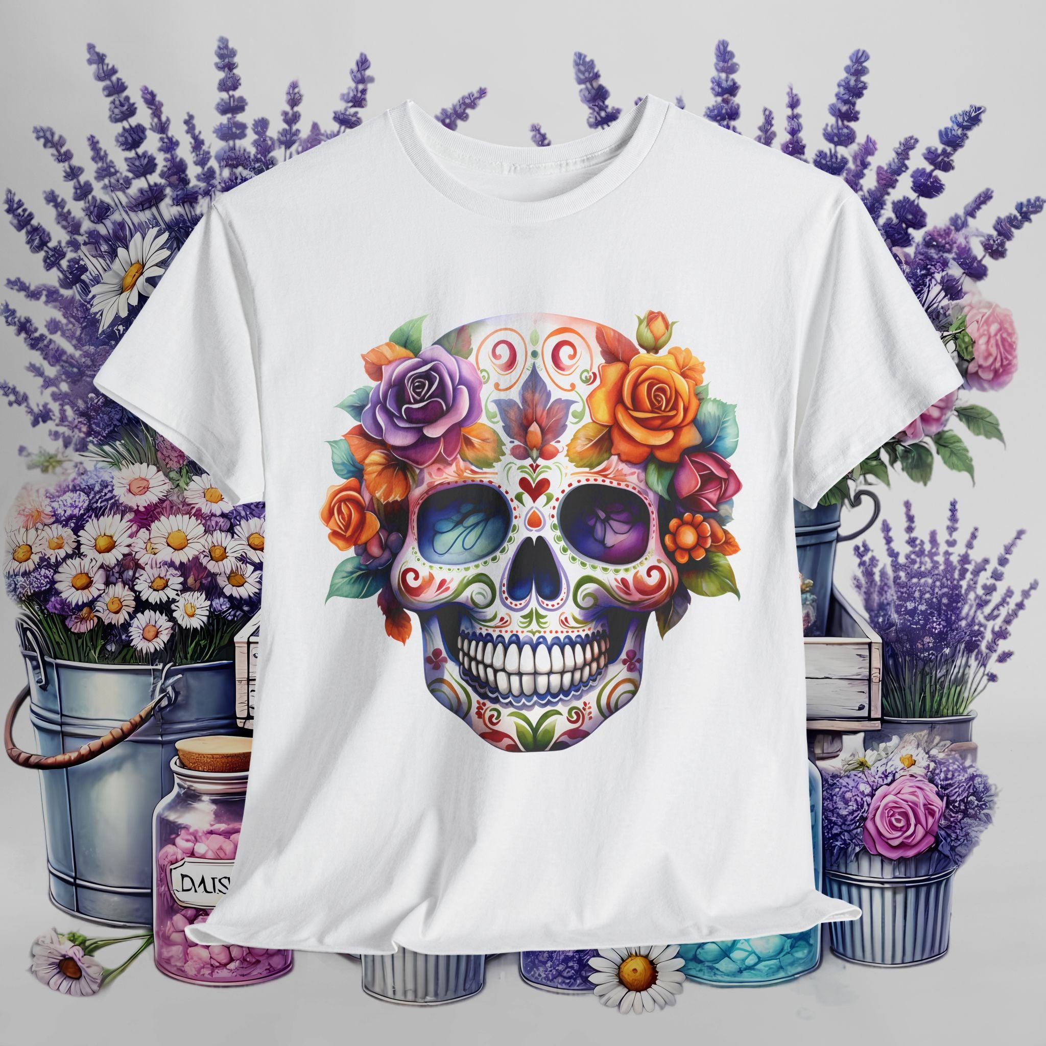 Cinco de Mayo Floral Skull Tee - Heavy Cotton T-Shirt