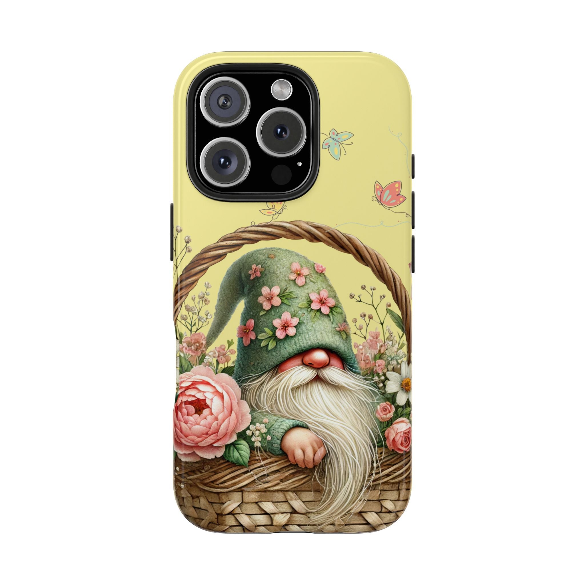 Whimsical Flower Gnome Phone Case, Cute Spring Accessory for Gifting, Nature Lovers, Birthdays, and Every Day iPhone Samsung