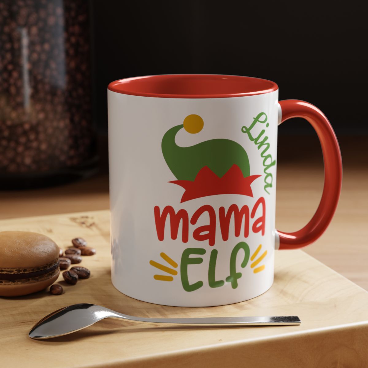 Festive Mama Elf Coffee Mug - Perfect Holiday Gift, Christmas Mug, Personalized Gift, Family Gatherings, Hot Cocoa