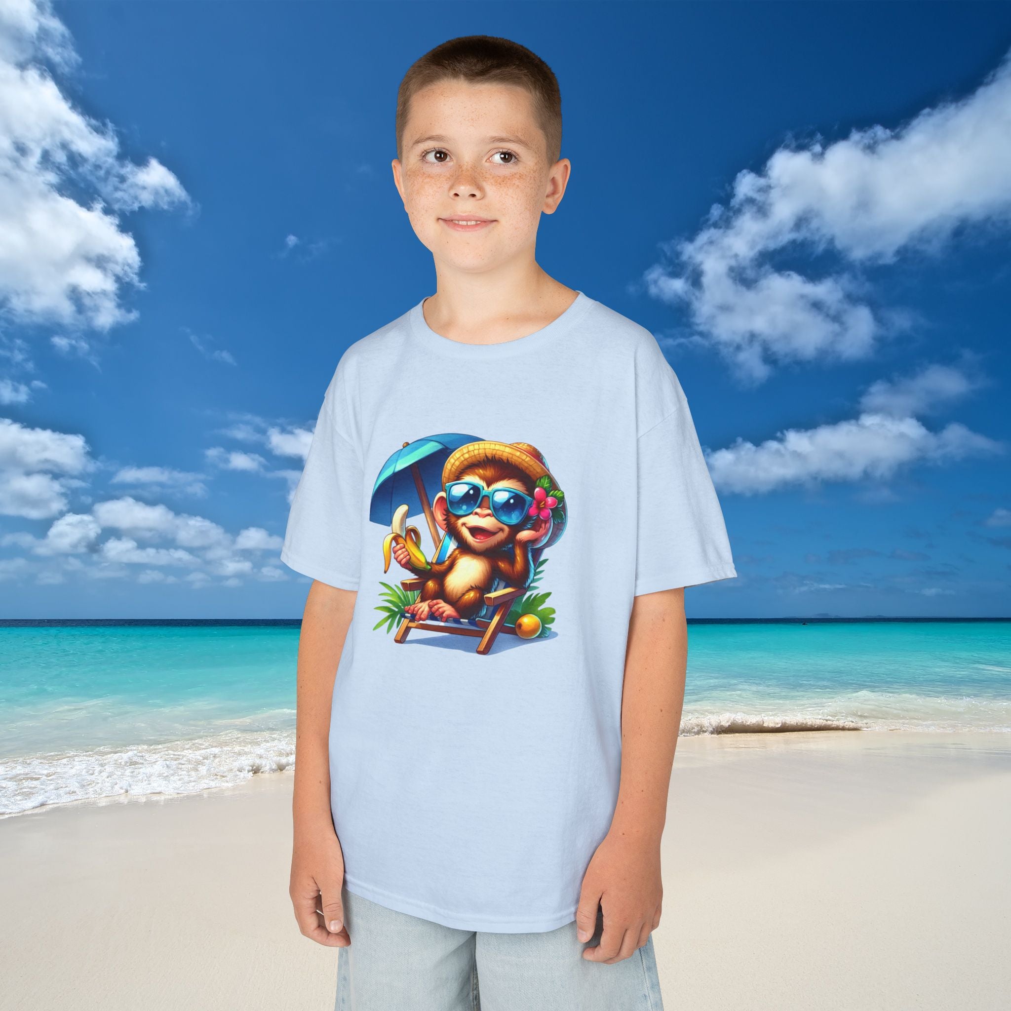 Fun Summer Monkey Tee for Kids Relaxing Beach Vibe Perfect For Beach Trips