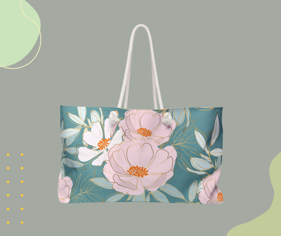 Floral Extra Large Tote Bag Stylish Travel Carryall for Getaways & Beach Days