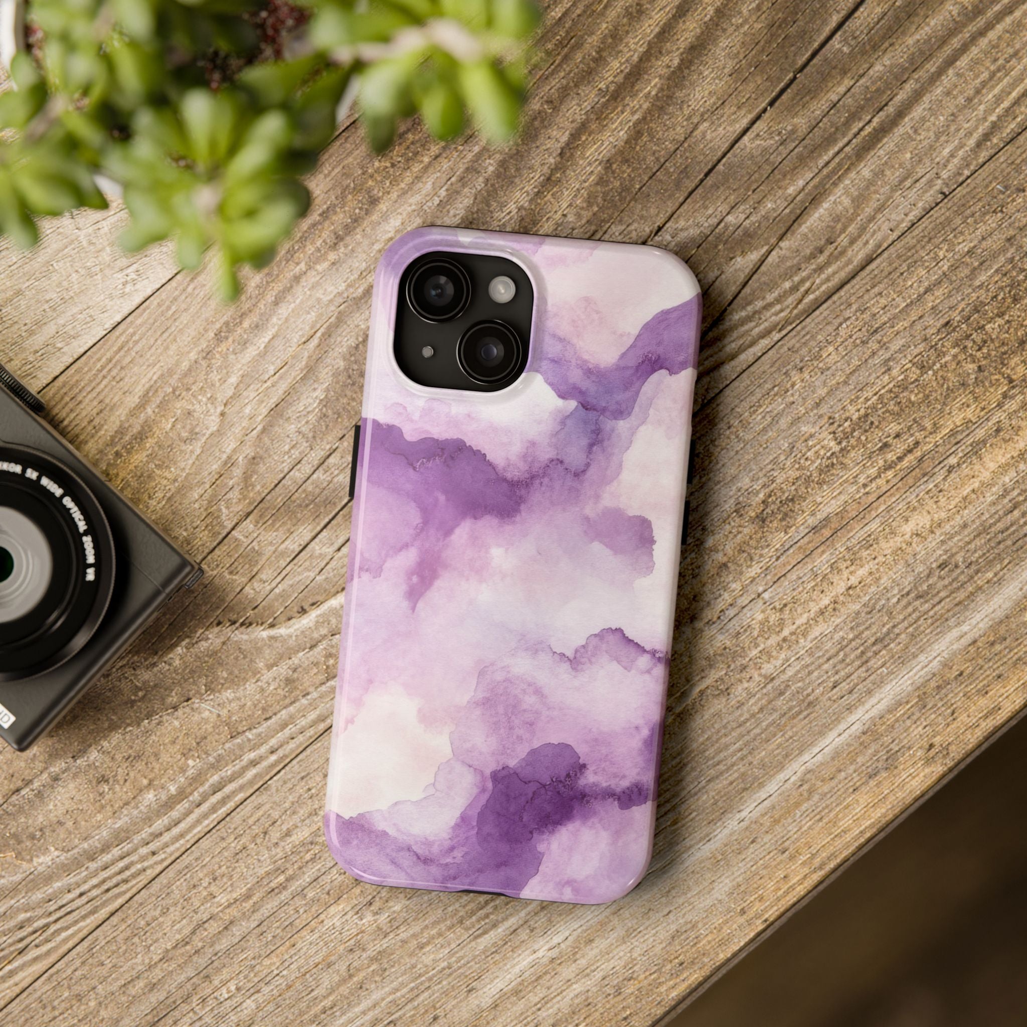 Watercolor Purple Marble Look Tough Impact Resistant Phone Case Durable Protection with Artistic Design iPhone Samsung Cover