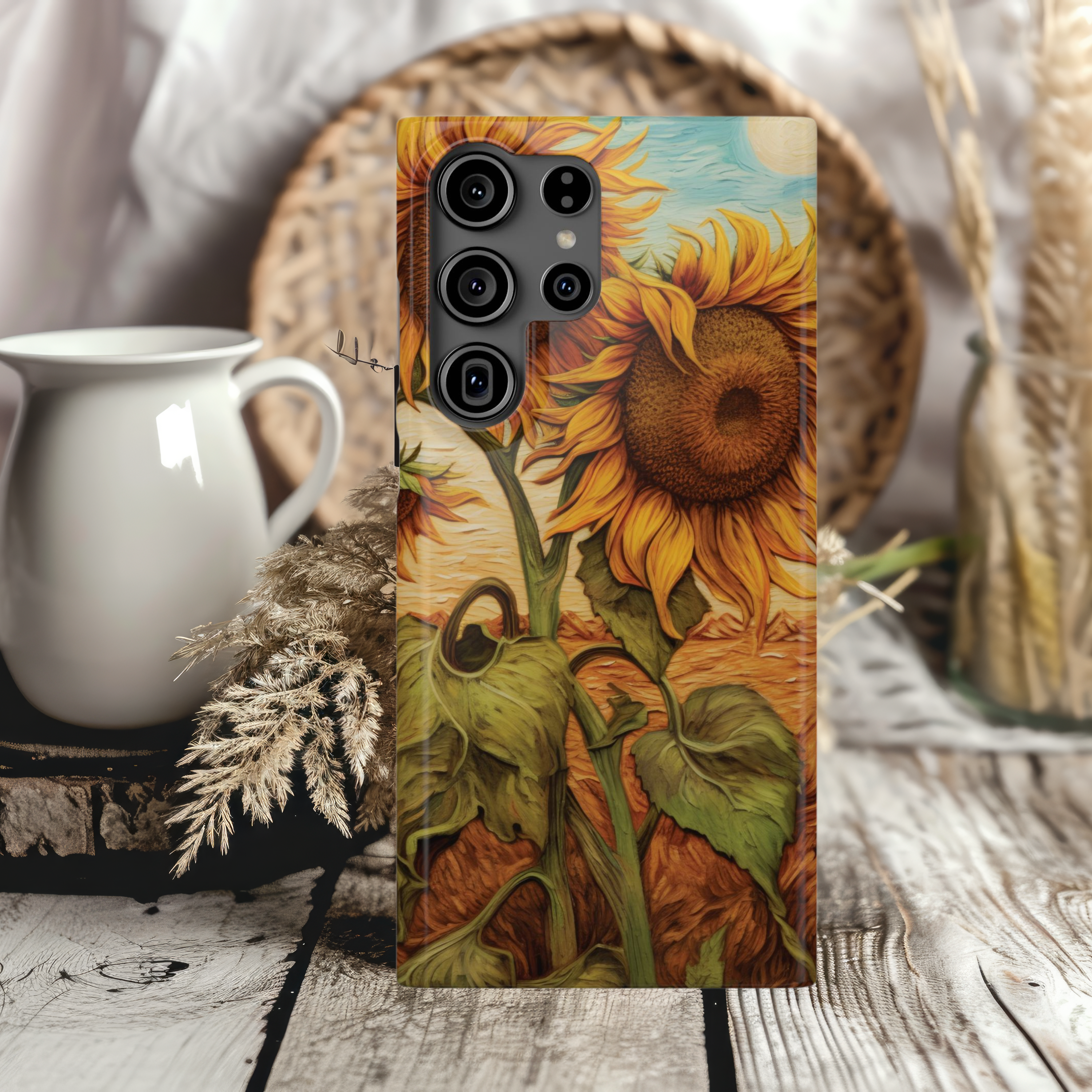 Sunflower Slim Case Artistic Van Gogh Inspired Phone Cover for Nature Lovers