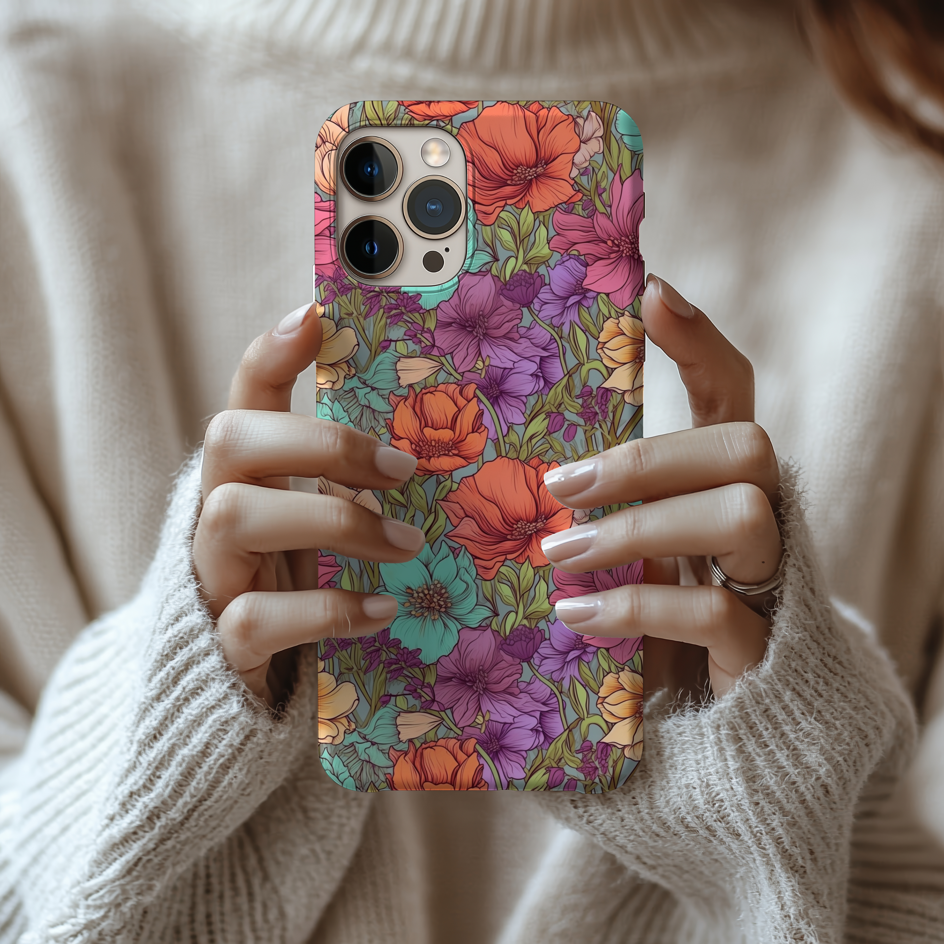 Vibrant Floral Slim iPhone Samsung Case Colorful Protective Cover for Nature Lovers