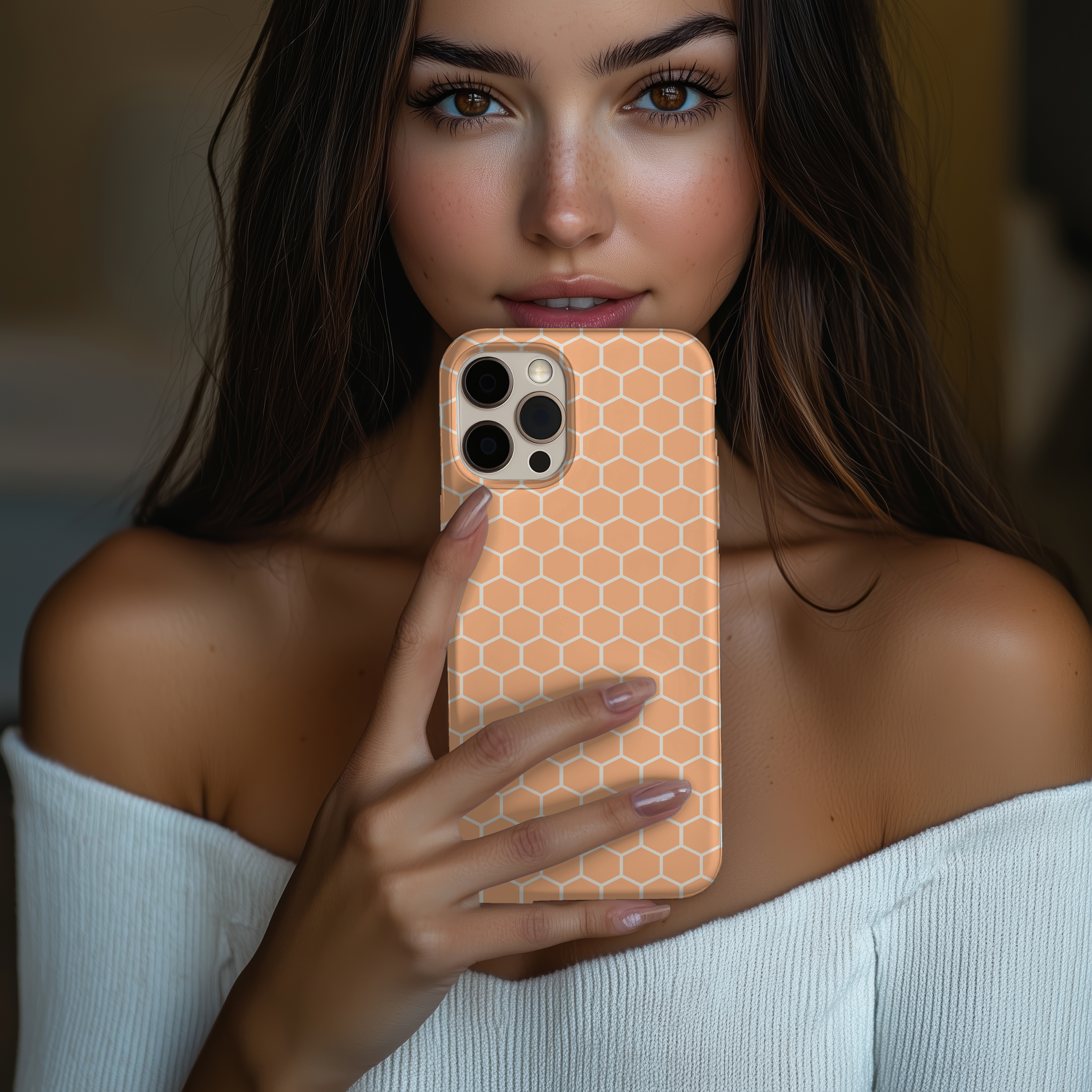 Stylish Honeycomb Slim iPhone Samsung Case Trendy Protective Cover for Minimalists