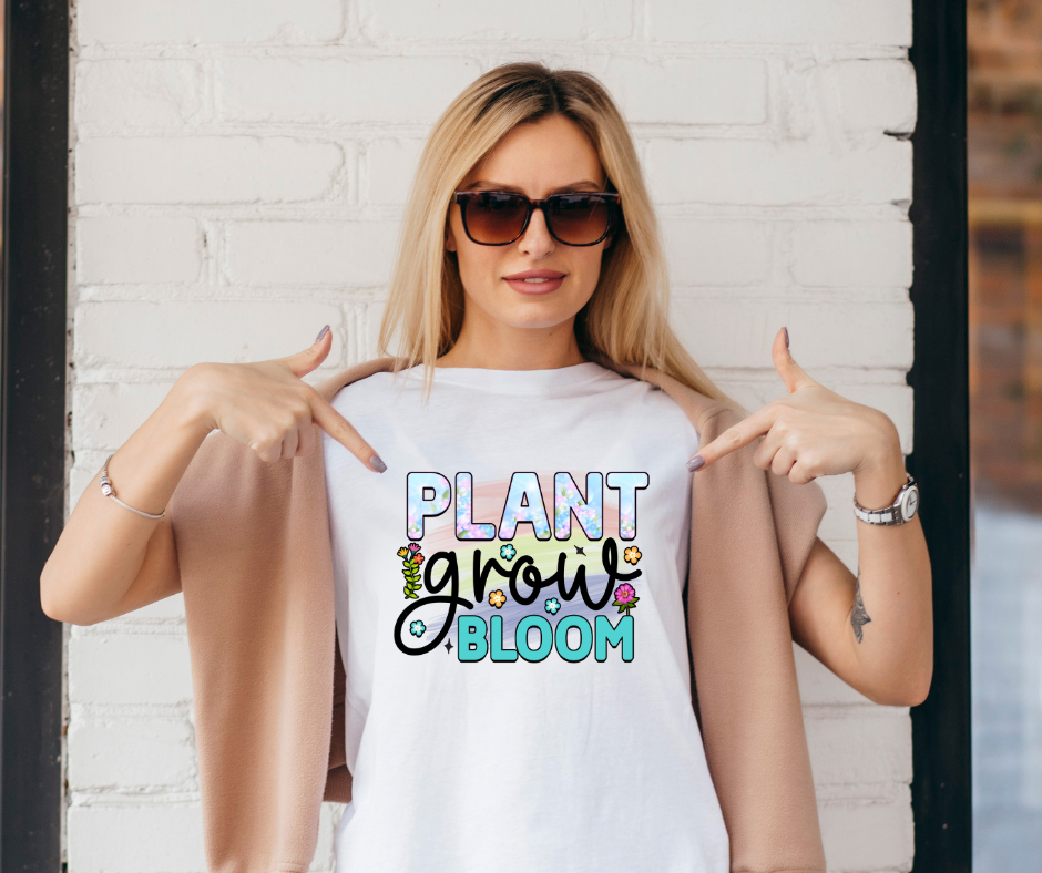 Plant, Grow, Bloom Heavy Cotton Tee A Nature Lover's Essential T-Shirt