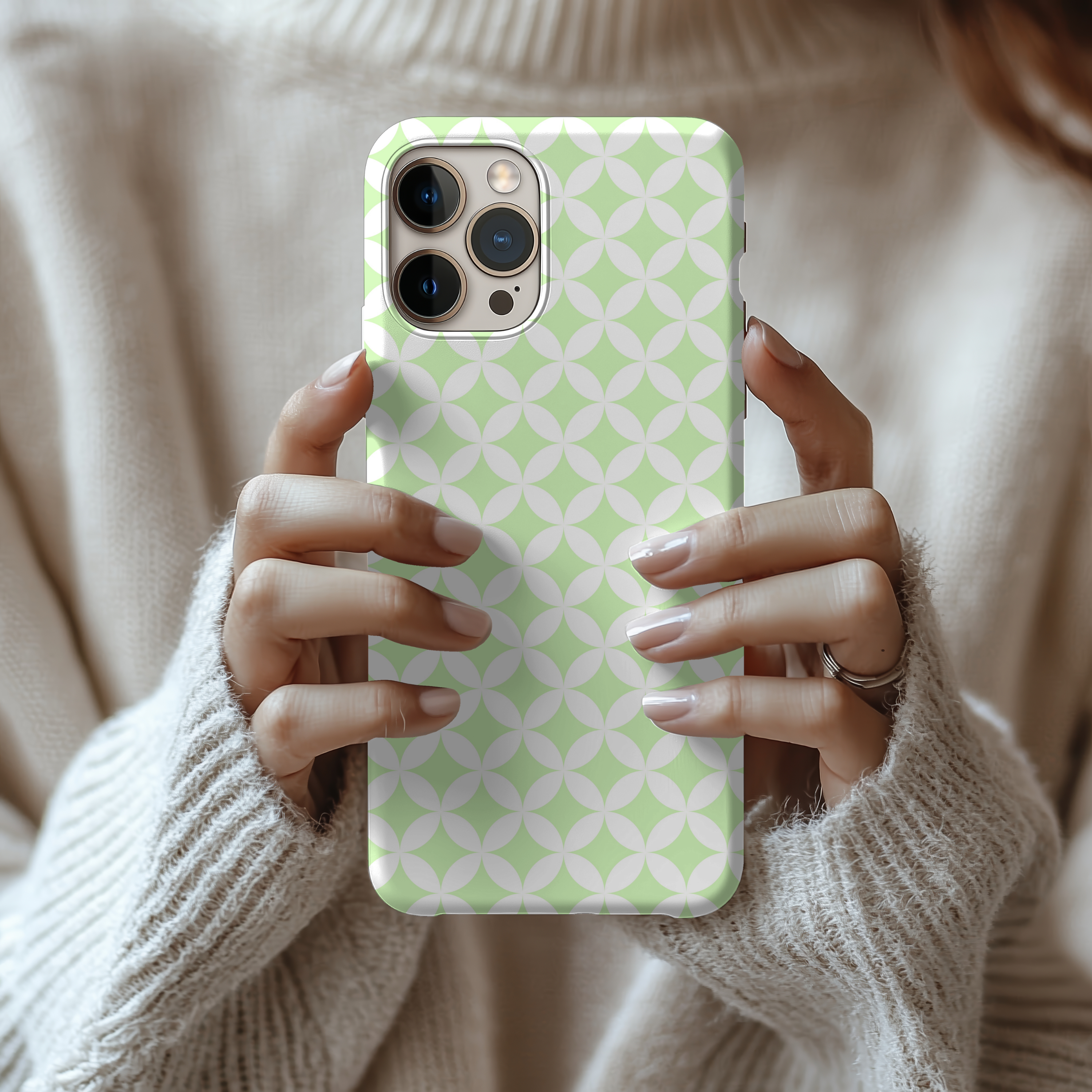Pastel Green Diamond Geometric Slim iPhone Samsung Case Stylish Minimalist Design