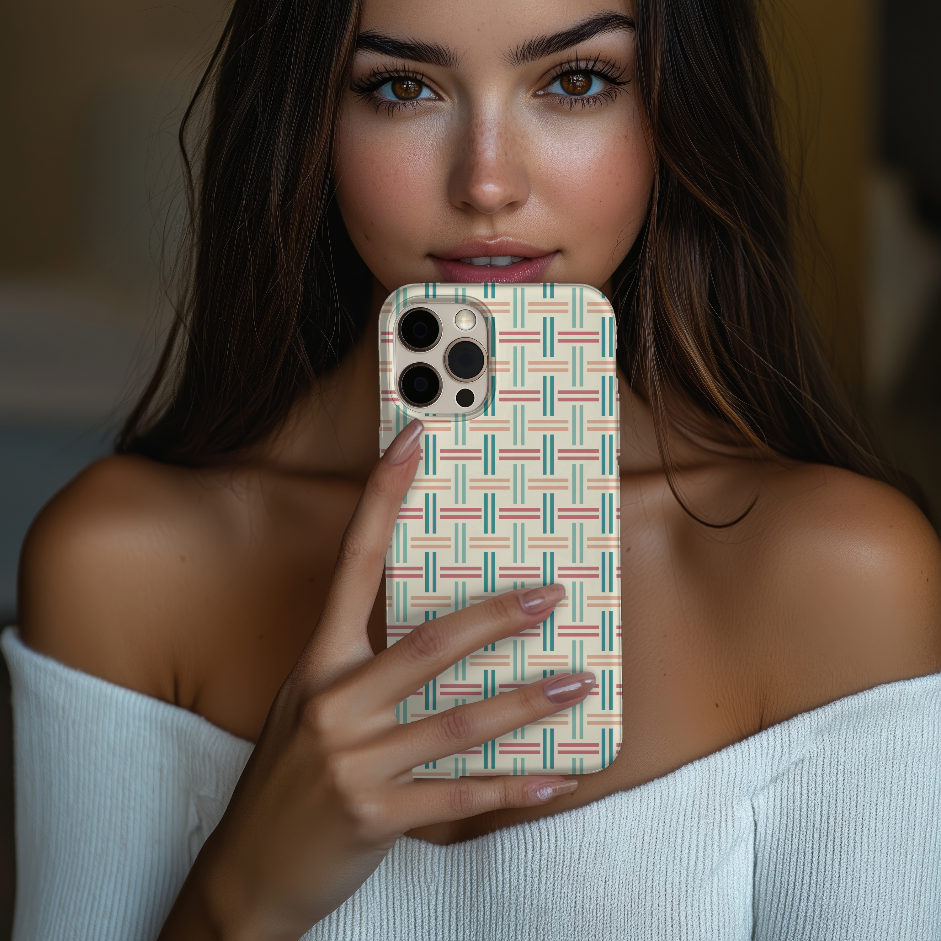 Stylish Tough Impact Resistant iPhone Samsung Case with Woven Pattern Design for Everyday Protection