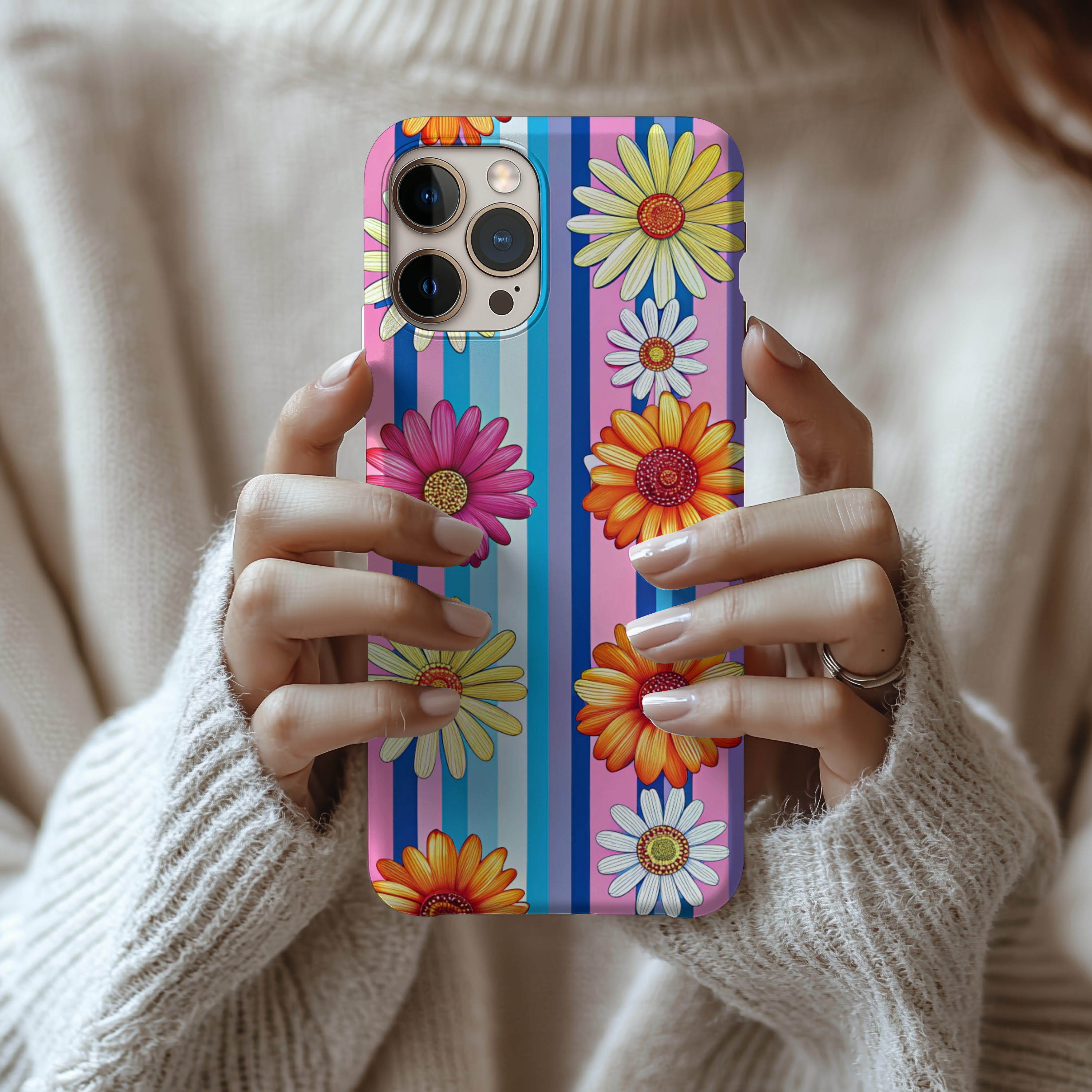 Daisies Floral Slim Case for iPhone Colorful Flower Samsung Cover Design