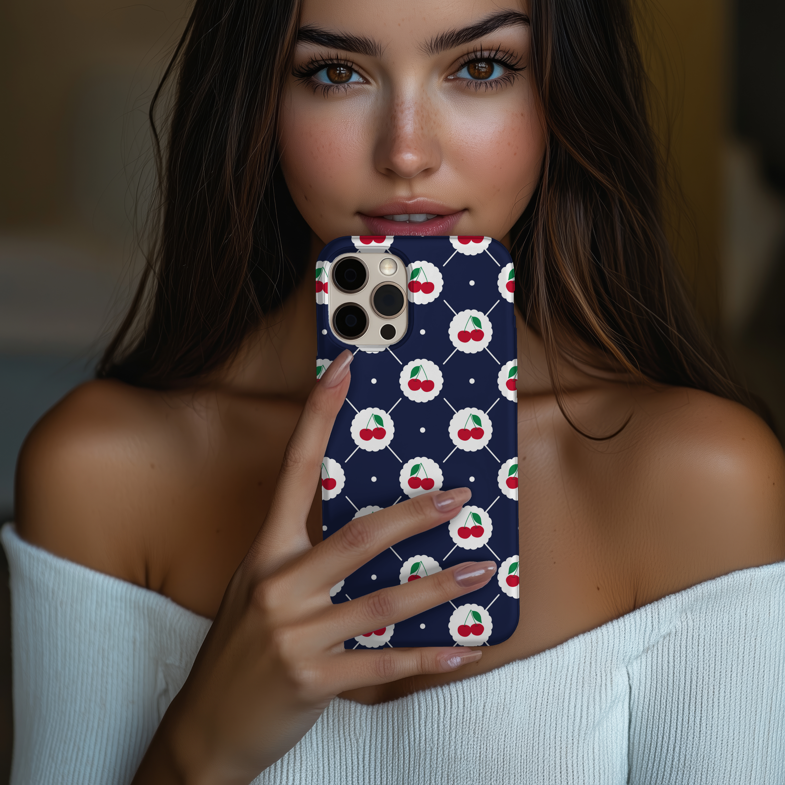 Cherry Pattern Tough iPhone Samsung Case Durable Protection with a Fun Summer Vibe