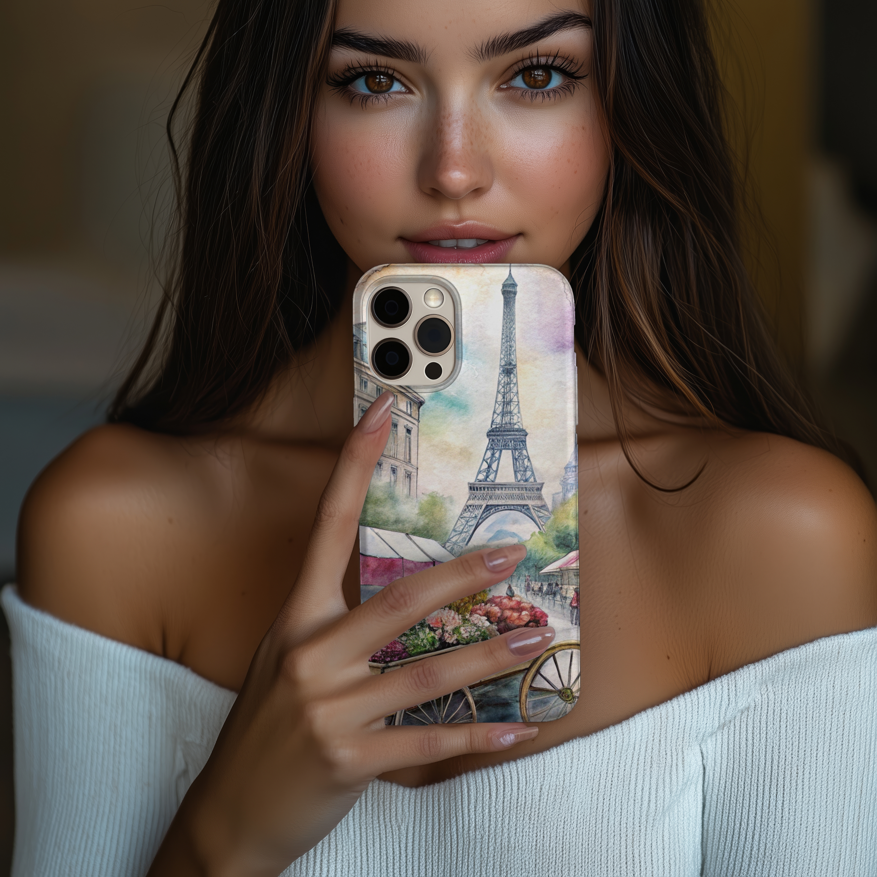 Parisian Floral Tough iPhone Samsung Case with Eiffel Tower Design