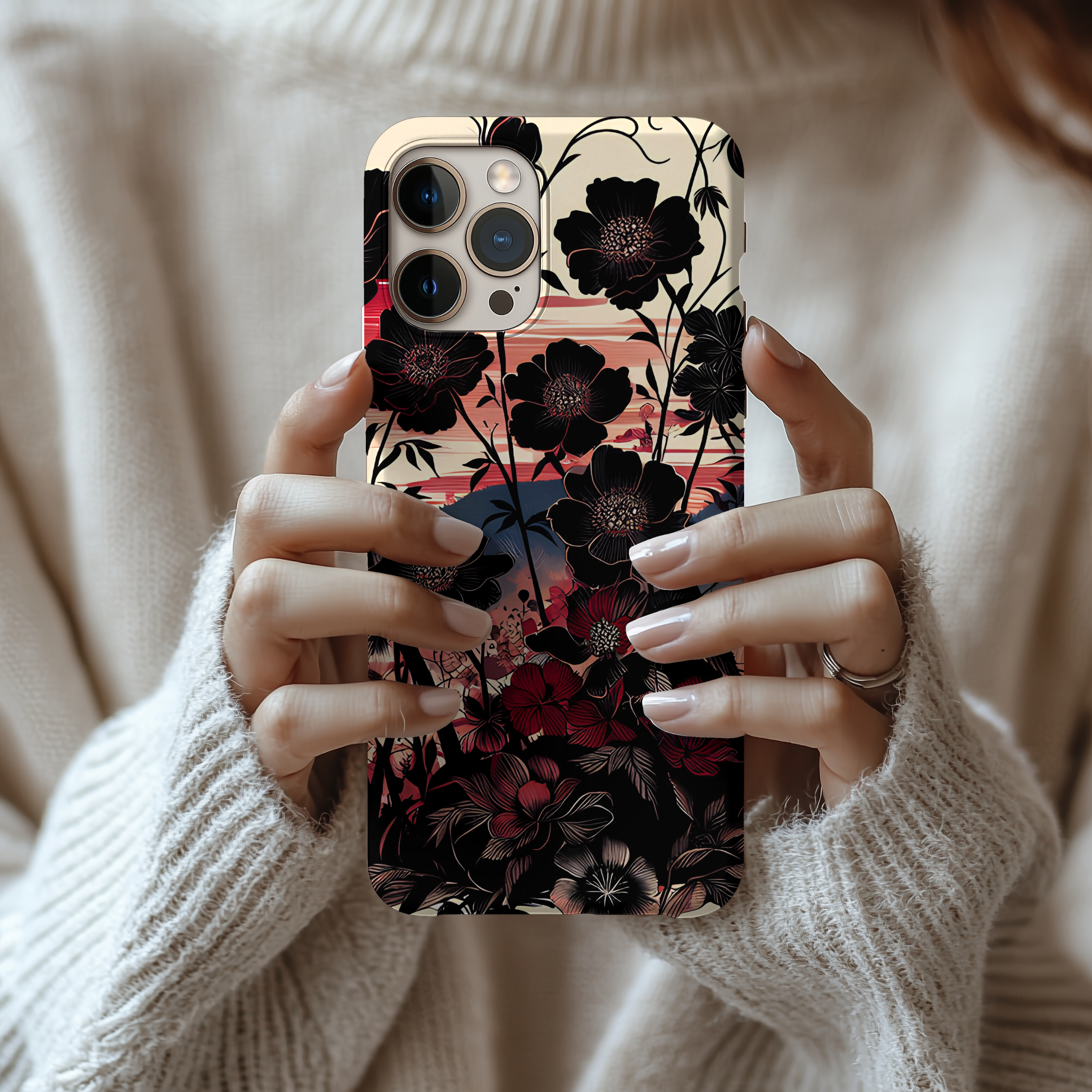 Elegant Artistic Floral Tough iPhone Samsung Case for Protection and Style