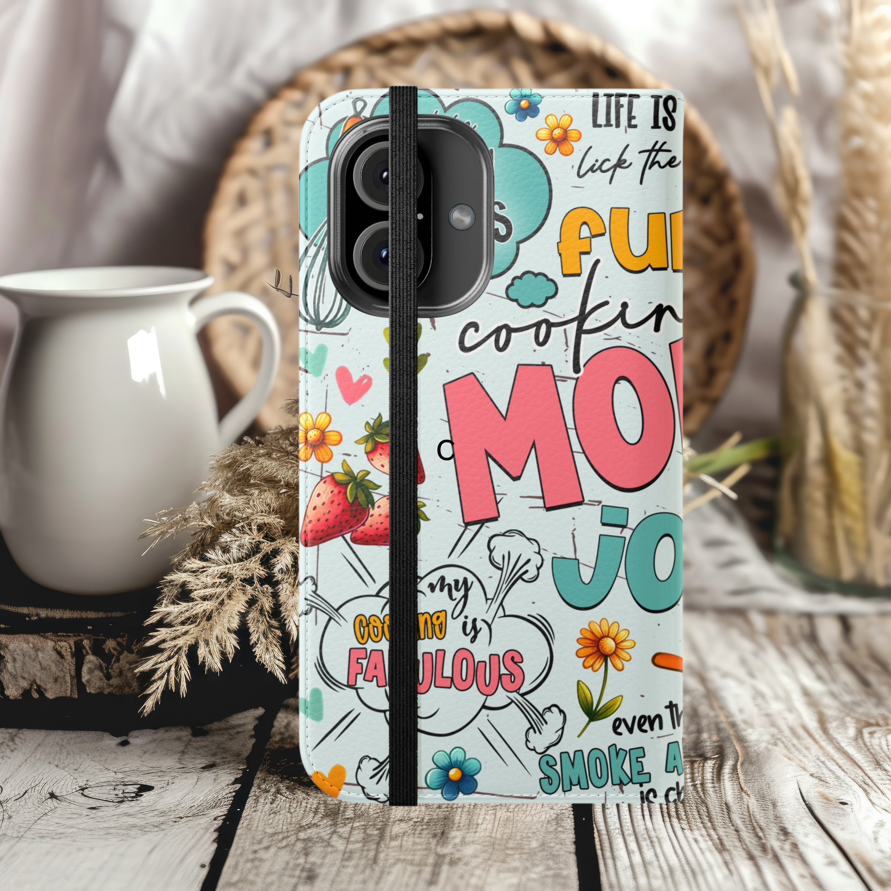 Funny Cooking Mom Jokes Flip Case Wallet Stylish Mobile iPhone Samsung Accessory for Moms