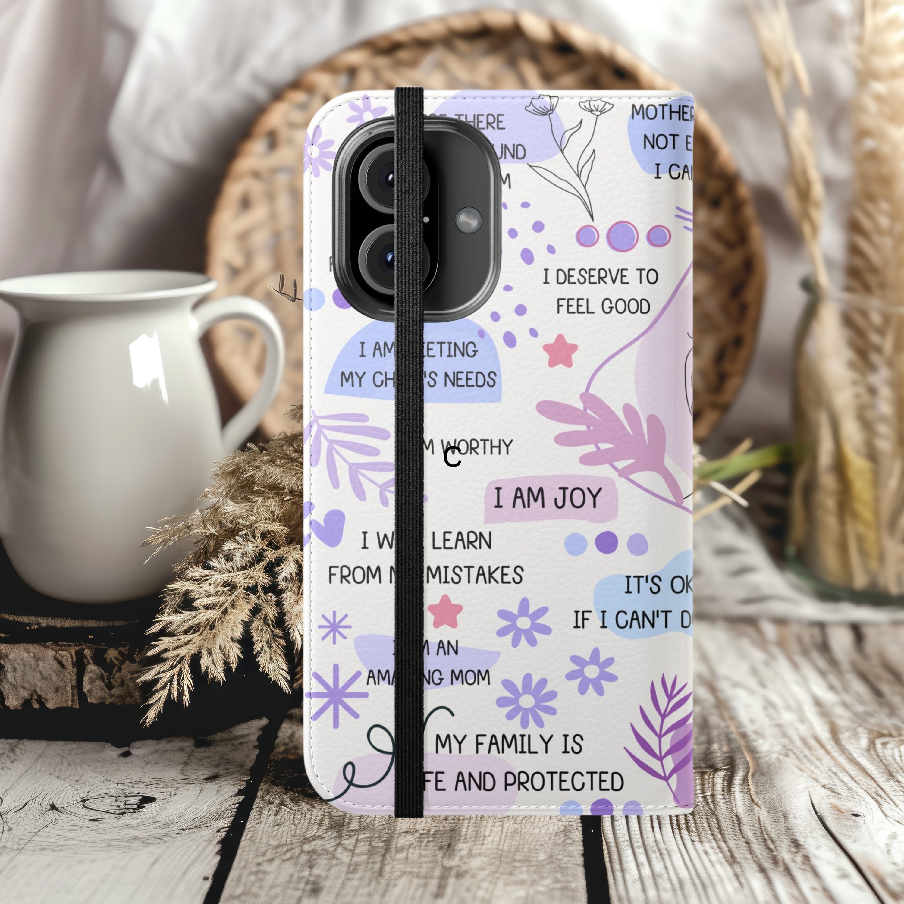 Inspirational Flip Case for Moms Motherhood Affirmations iPhone Samsung Cover