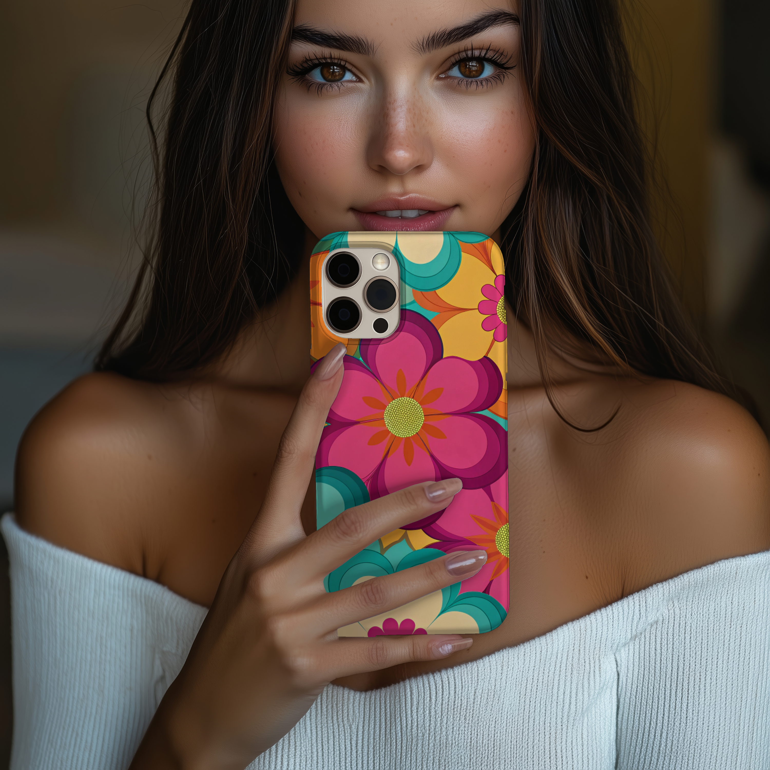 Trendy Floral Slim iPhone Samsung Case Colorful Flower Design Protective Cover Gift for Her Phone Accessories Spring Style