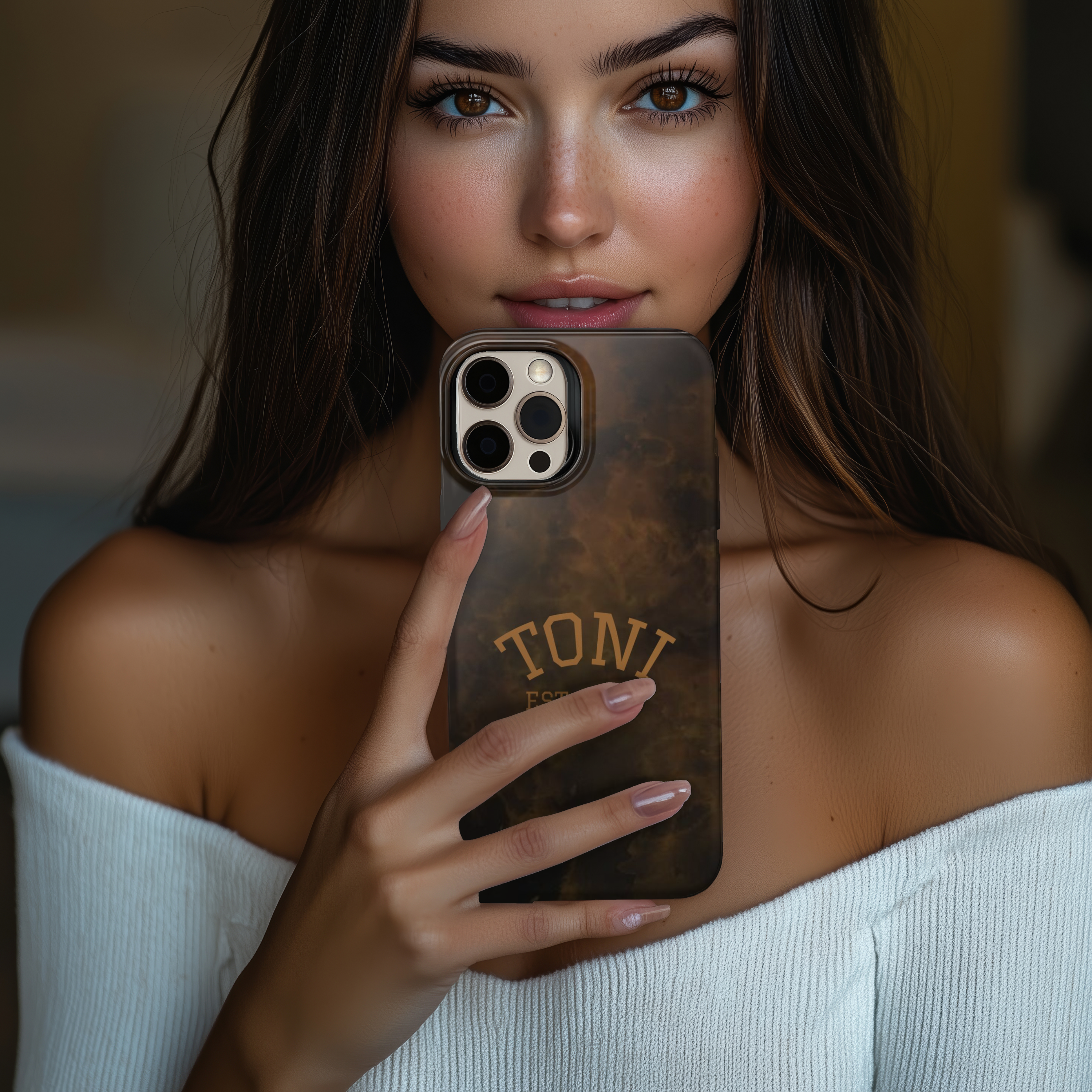 Personalized Tough iPhone Samsung Smokey Brown Case Custom Design for Durable Protection Perfect Gift for Any Occasion