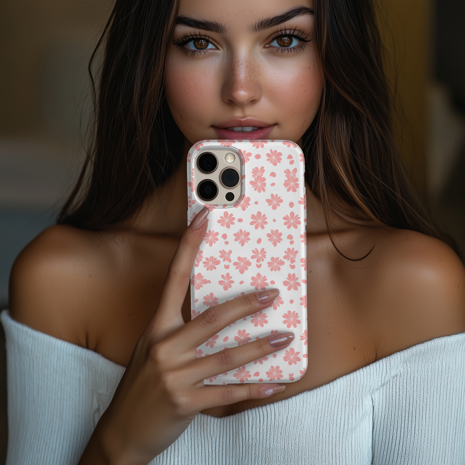 Pink Floral Tough iPhone Samsung Case Stylish Protection, Durable Cover for Everyday Use, Gift for Flower Lovers, Trendy Tech Accessory
