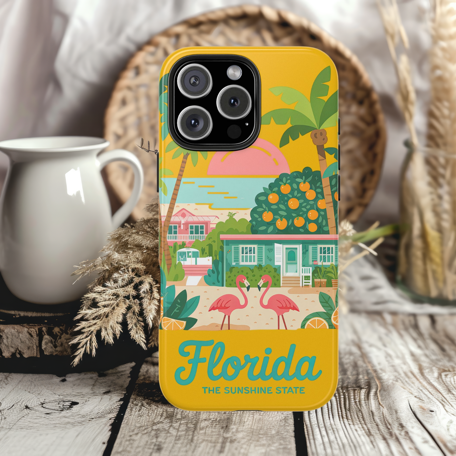 Colorful Florida Tough Phone Case Vibrant Tropical Design, Gifts for Travelers, Beach Lovers, Phone Protection, Summer Vibes for iPhone and Samsung