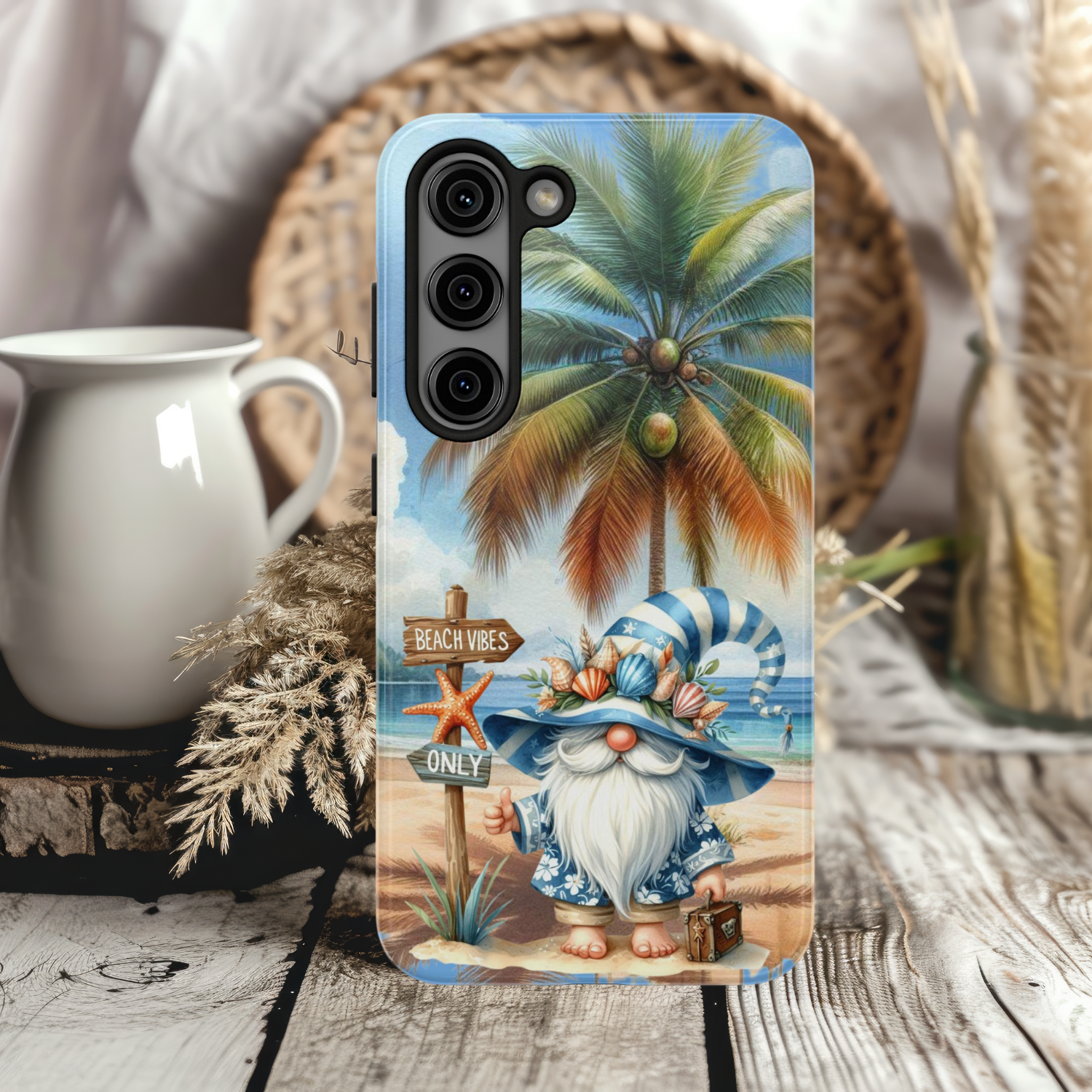 Beach Vibes Gnome Phone Case, Summer Fun Protection, Tropical Gift for Beach Lovers, Cute Gnome Phone Cover, Fun Beach Decor iPhone Samsung