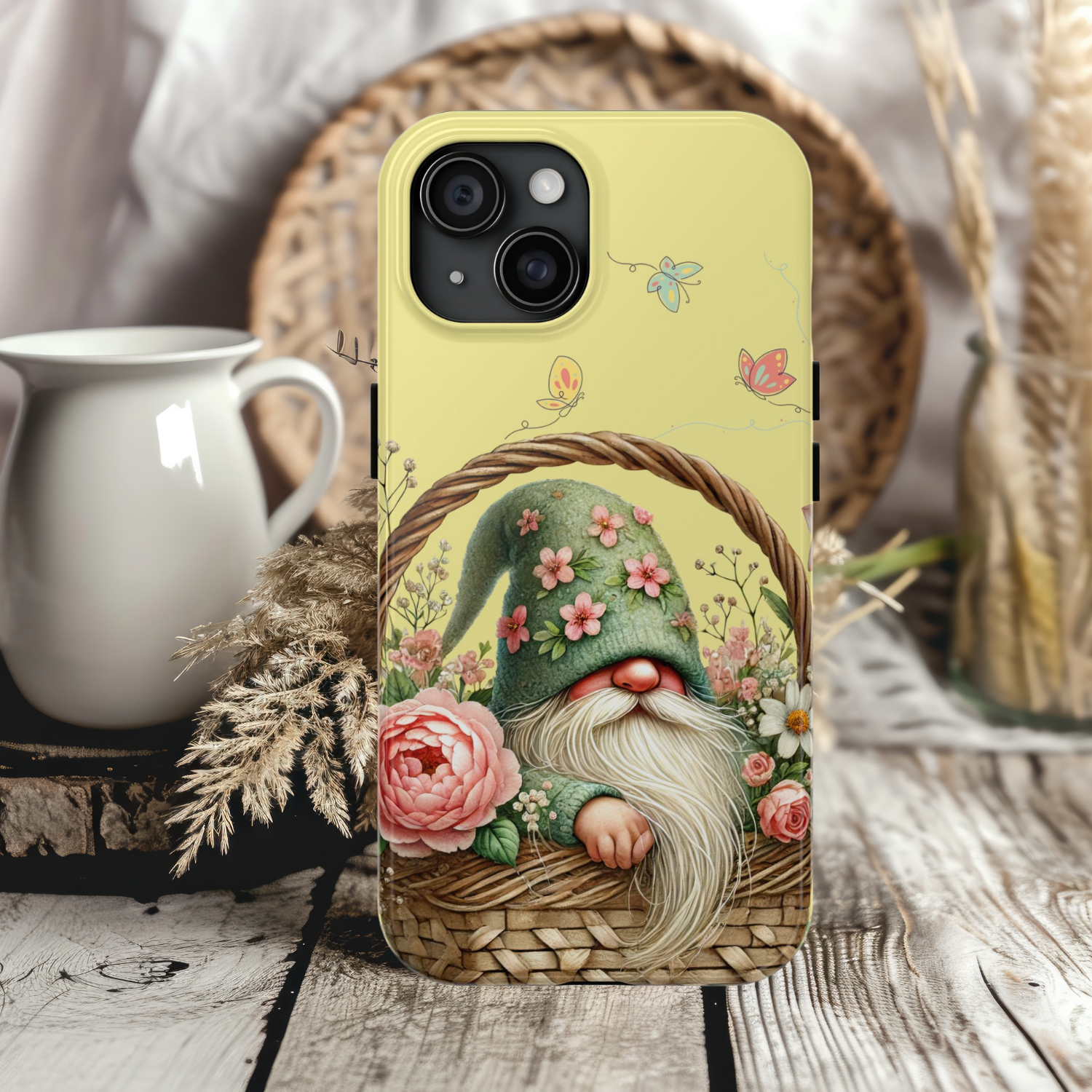 Whimsical Flower Gnome Phone Case, Cute Spring Accessory for Gifting, Nature Lovers, Birthdays, and Every Day iPhone Samsung