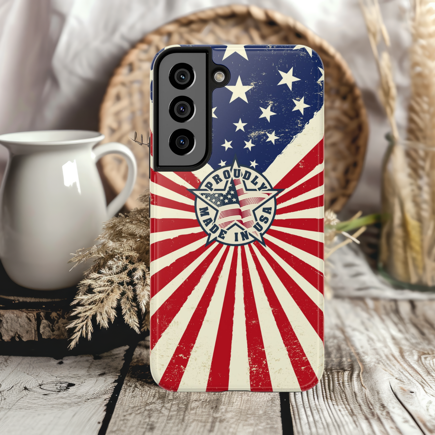 Patriotic Phone Case, Tough Phone Case iPhone Samsung, USA Theme Case, American Flag Protector, Gift for Veterans, Summer Holiday Accessory
