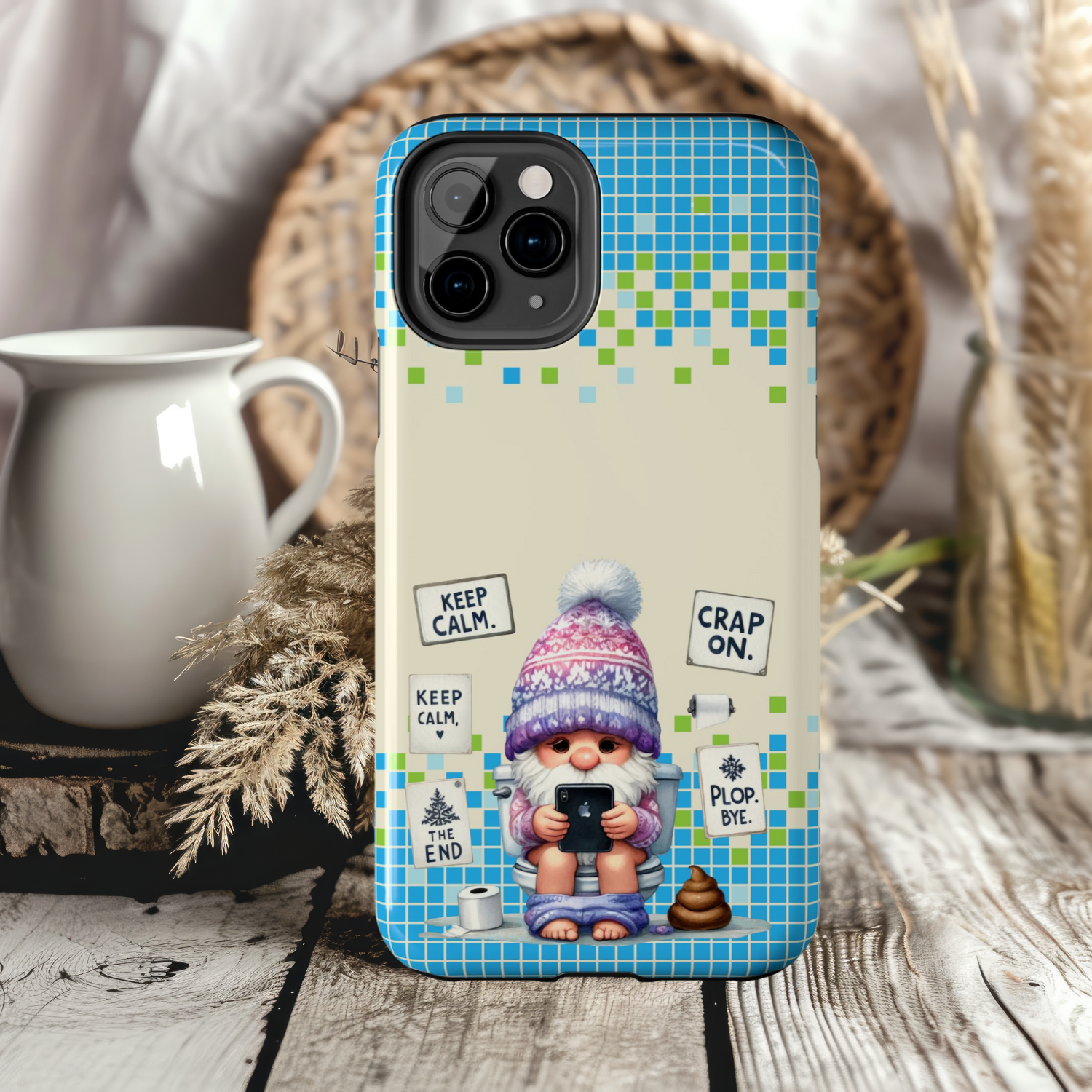 Funny Tough Gnome Phone Case for Gag Gifts, Unique iPhone Samsung Cover, Hilarious Phone Accessory, Quirky Tech Gift, Holiday Present Idea