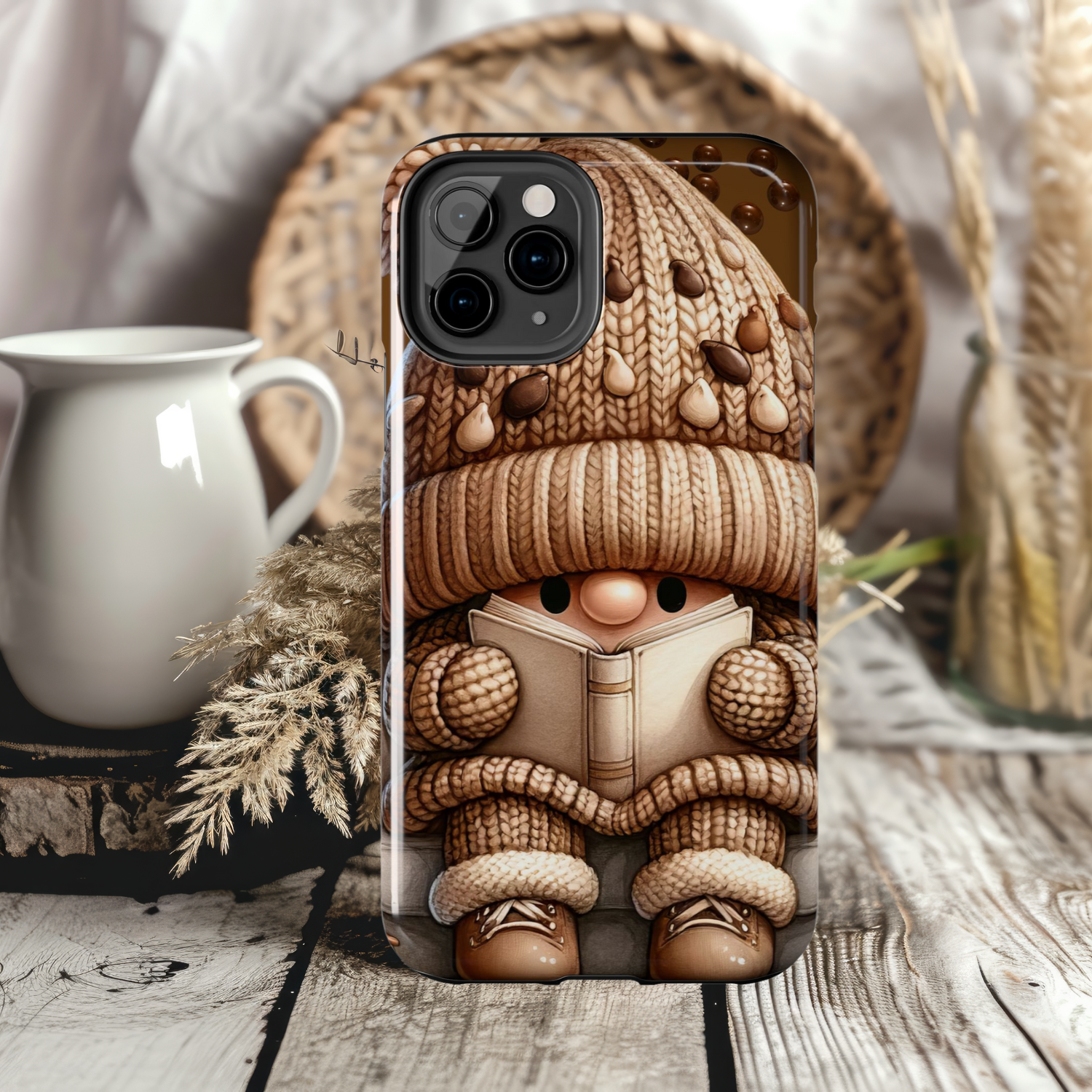 Chocolate Drop Gnome Character Phone Case, Cute Phone Protection, Fun Gift for Readers, Unique iPhone Samsung Cover