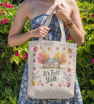 Fall-Themed Cotton Canvas Tote Bag, Perfect for Autumn, Thanksgiving, Grocery Shopping, Eco-Friendly, Gift Idea