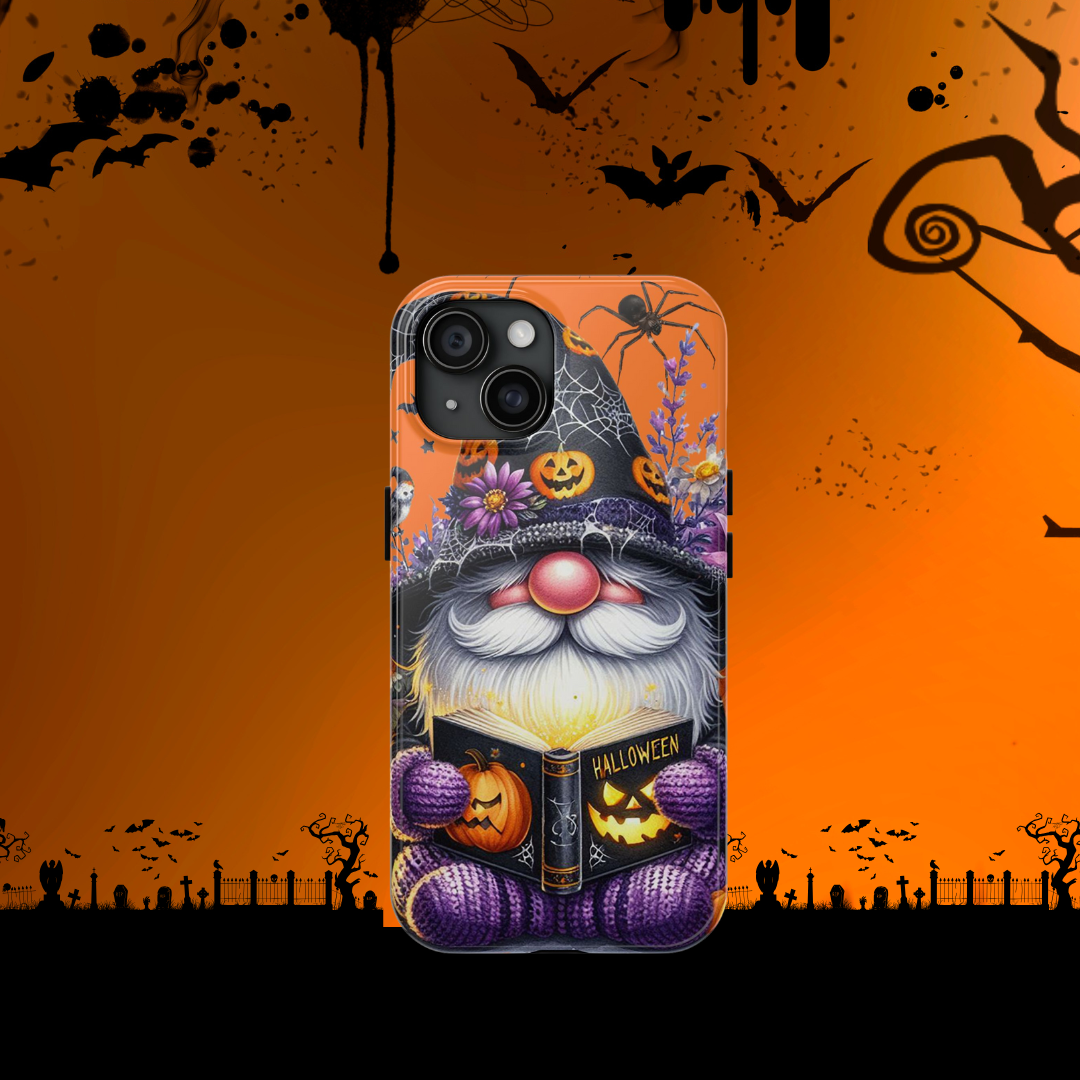Halloween-Themed Tough Phone Case | Festive Gnome Design | Durable Protection, Seasonal Gift, Spooky Decor, Phone Accessory
